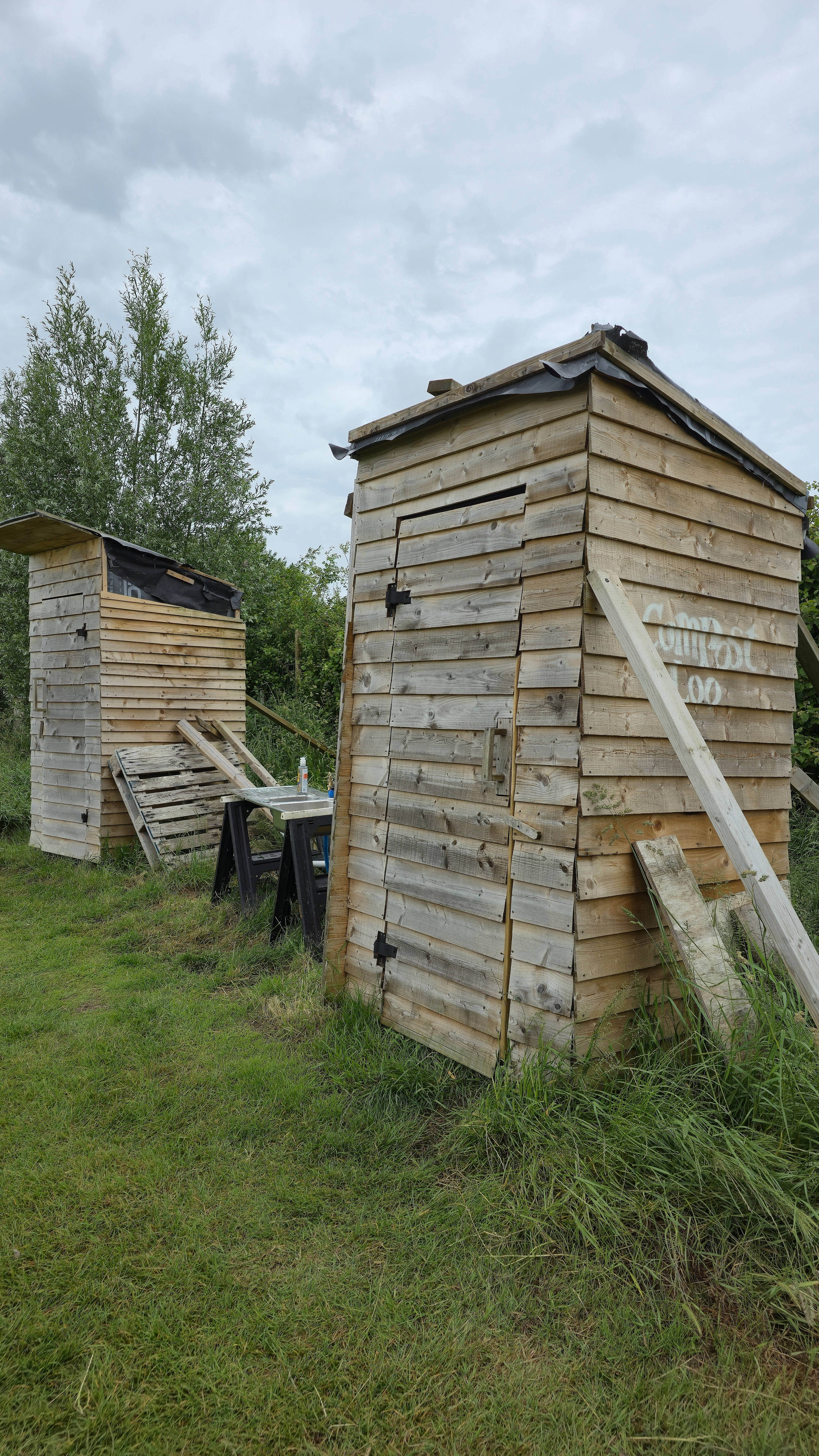 Compost loo's with (in our instance) provided toilet paper, running water and hand soap