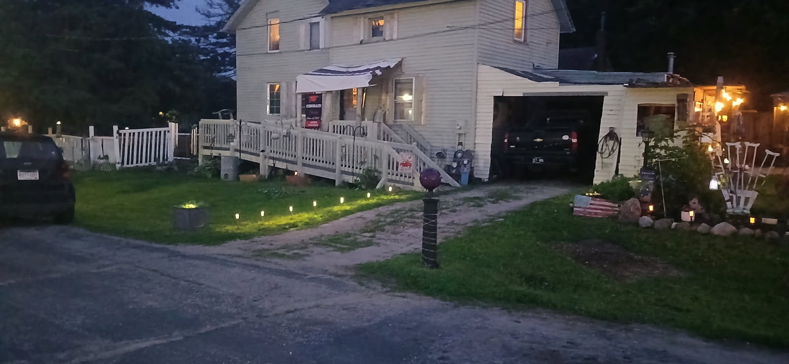 New up date 2025 clean back yard . With lights for at night 