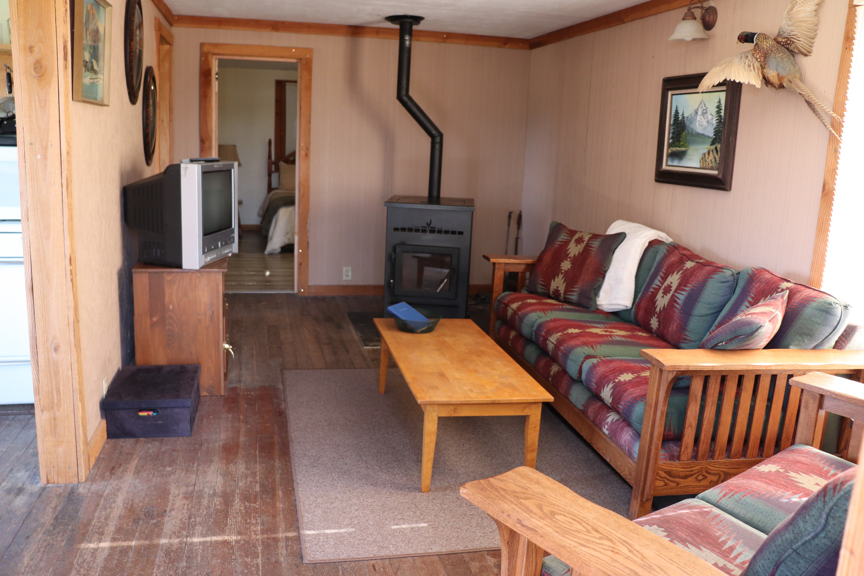 Entering the bunk house is to the living room