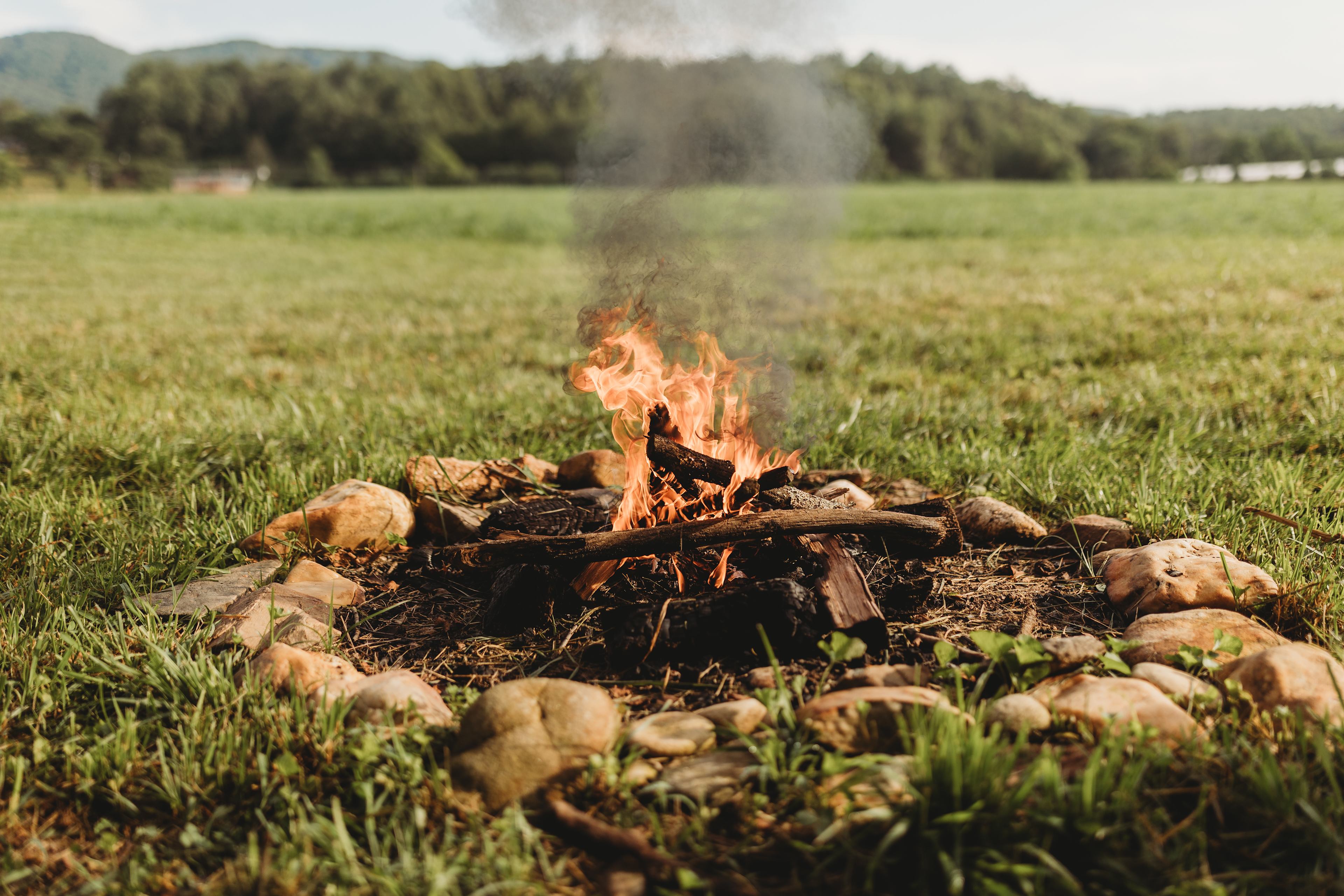 The fire pit was large and could accommodate a big group around it.