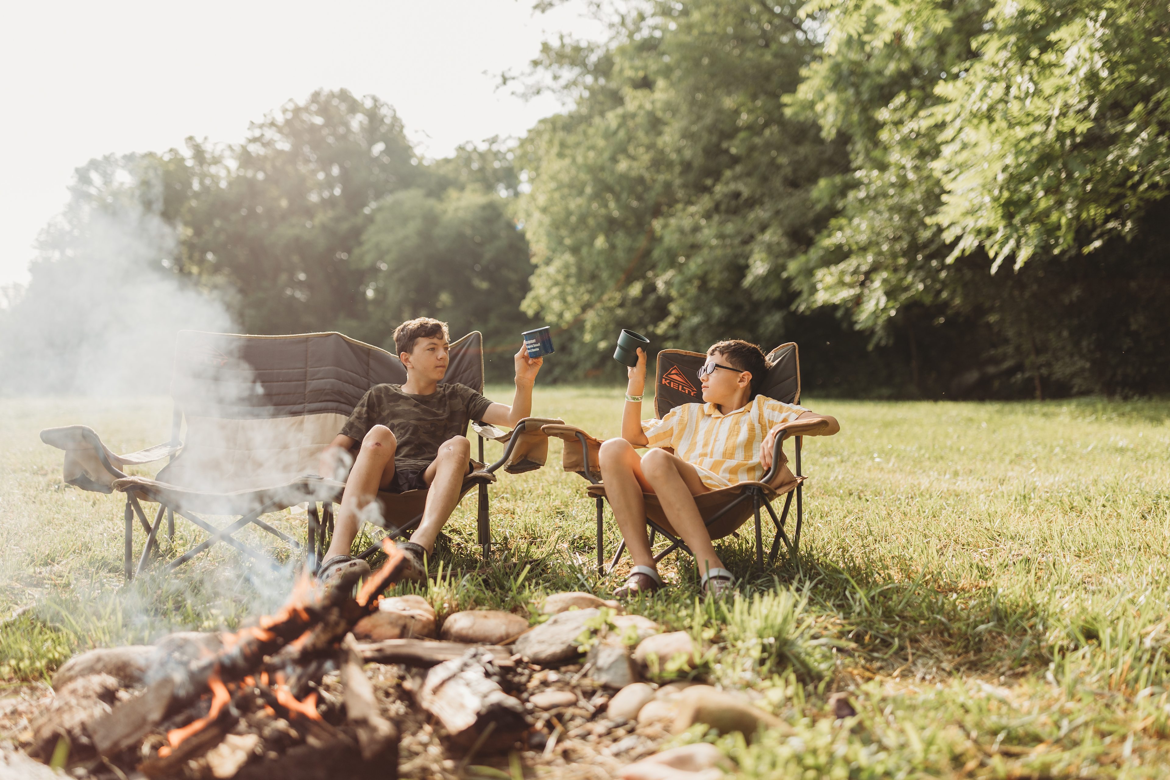 Enjoying our time by the fire.