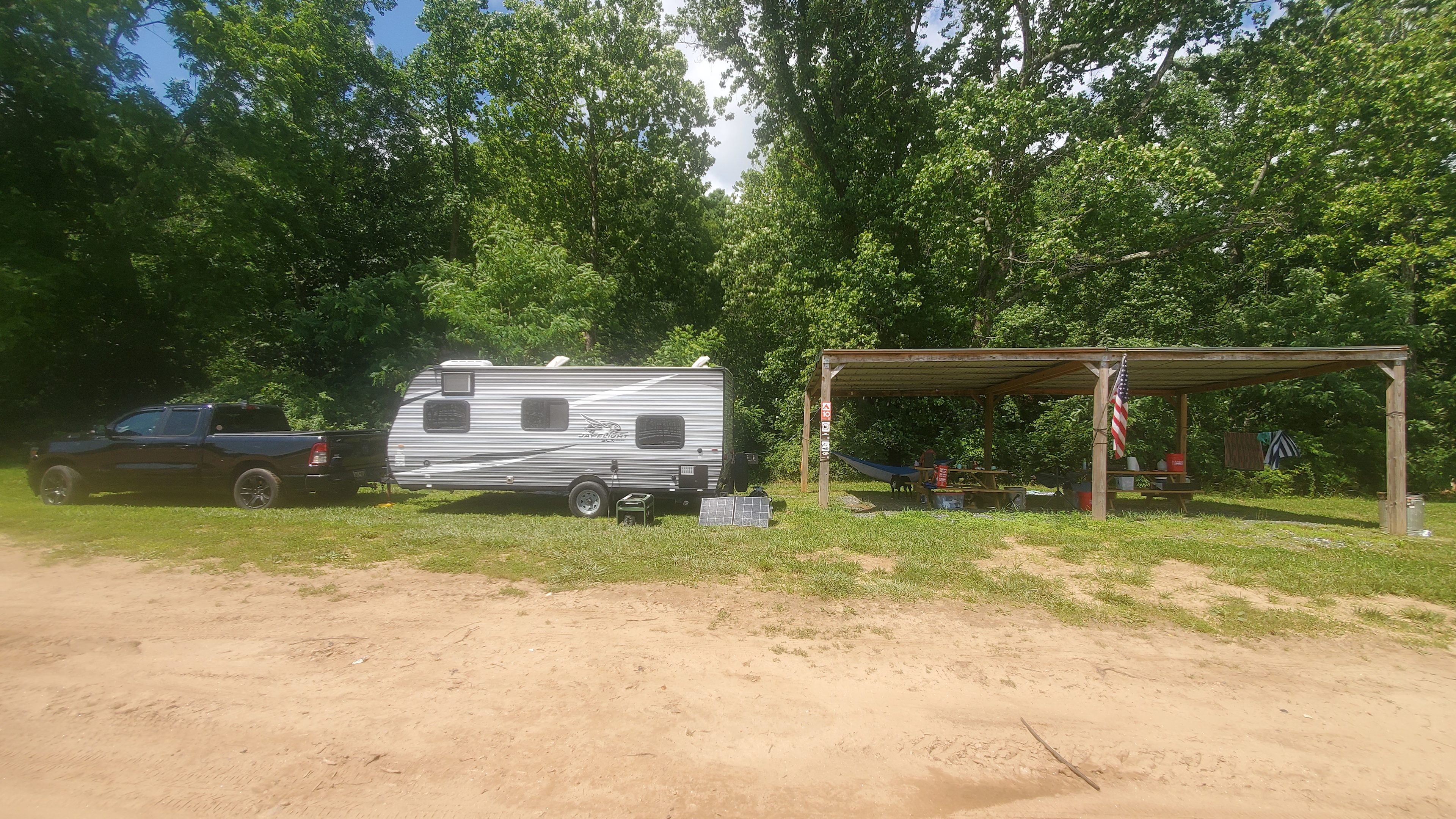 Base camp setup and the river is just 10-15ft away on the other side of our camper.