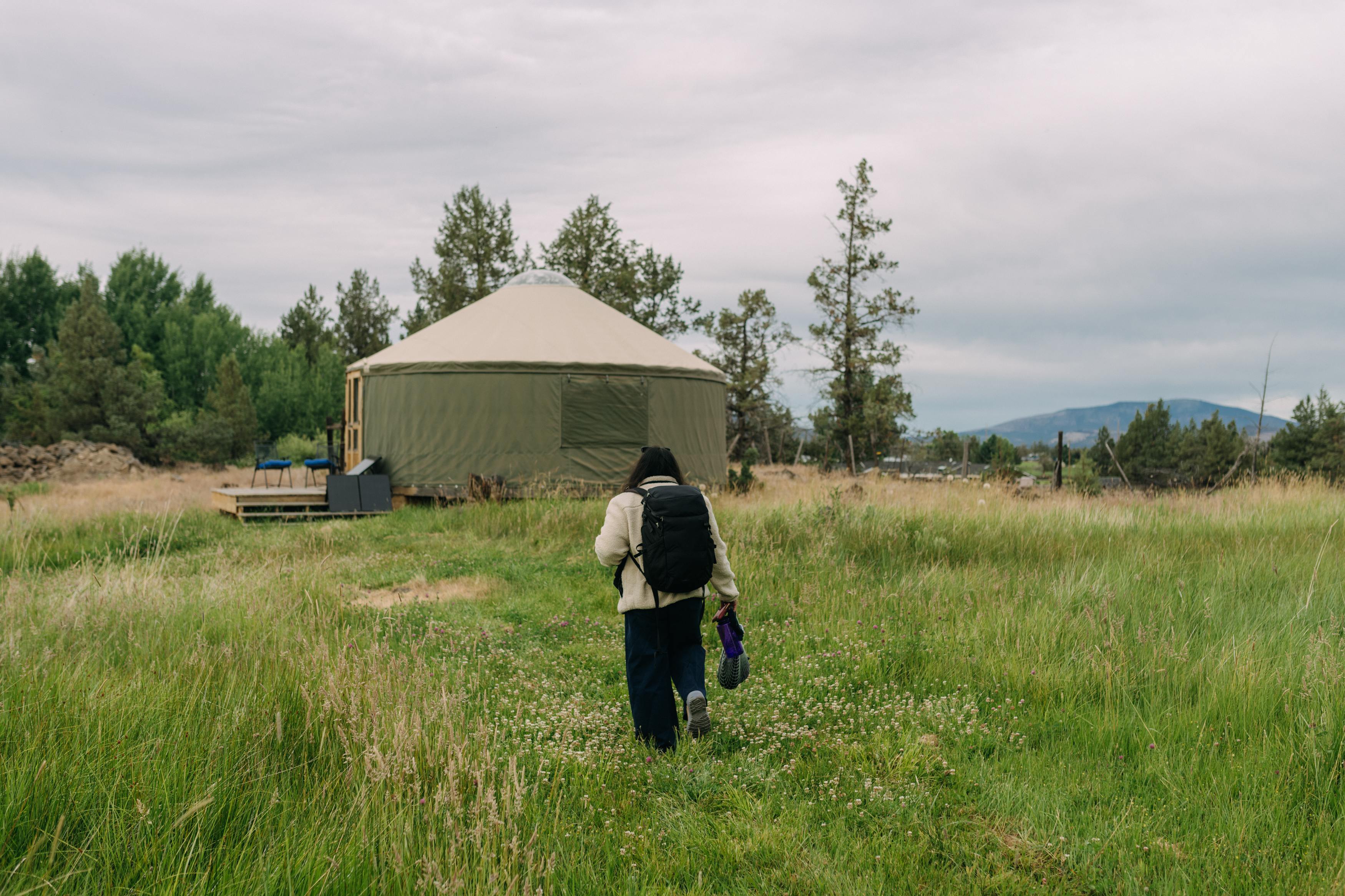 The yurt is just a short walk from the parking spot