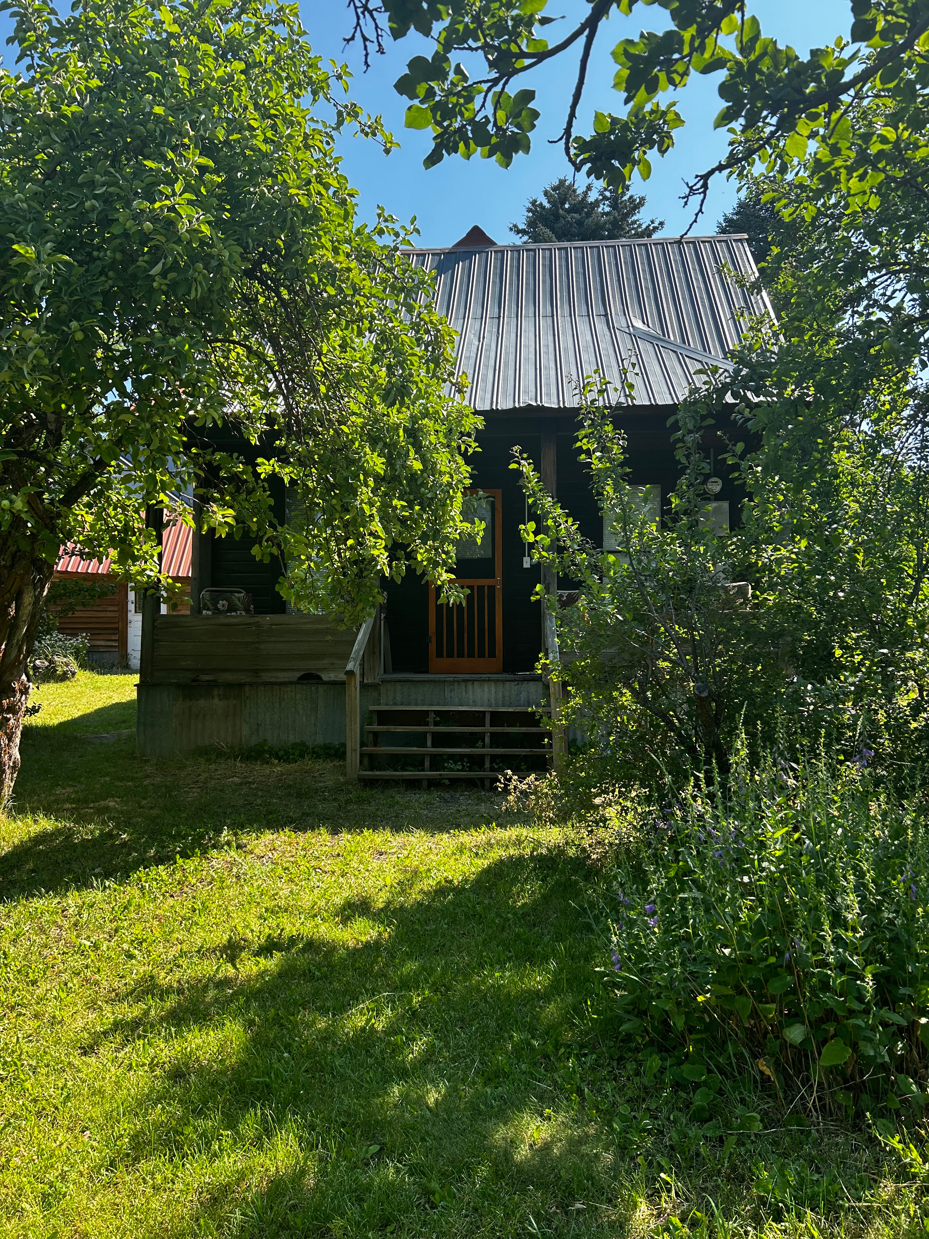 The house is fairly secluded behind shady trees. You can sit on the porch and watch the deer.