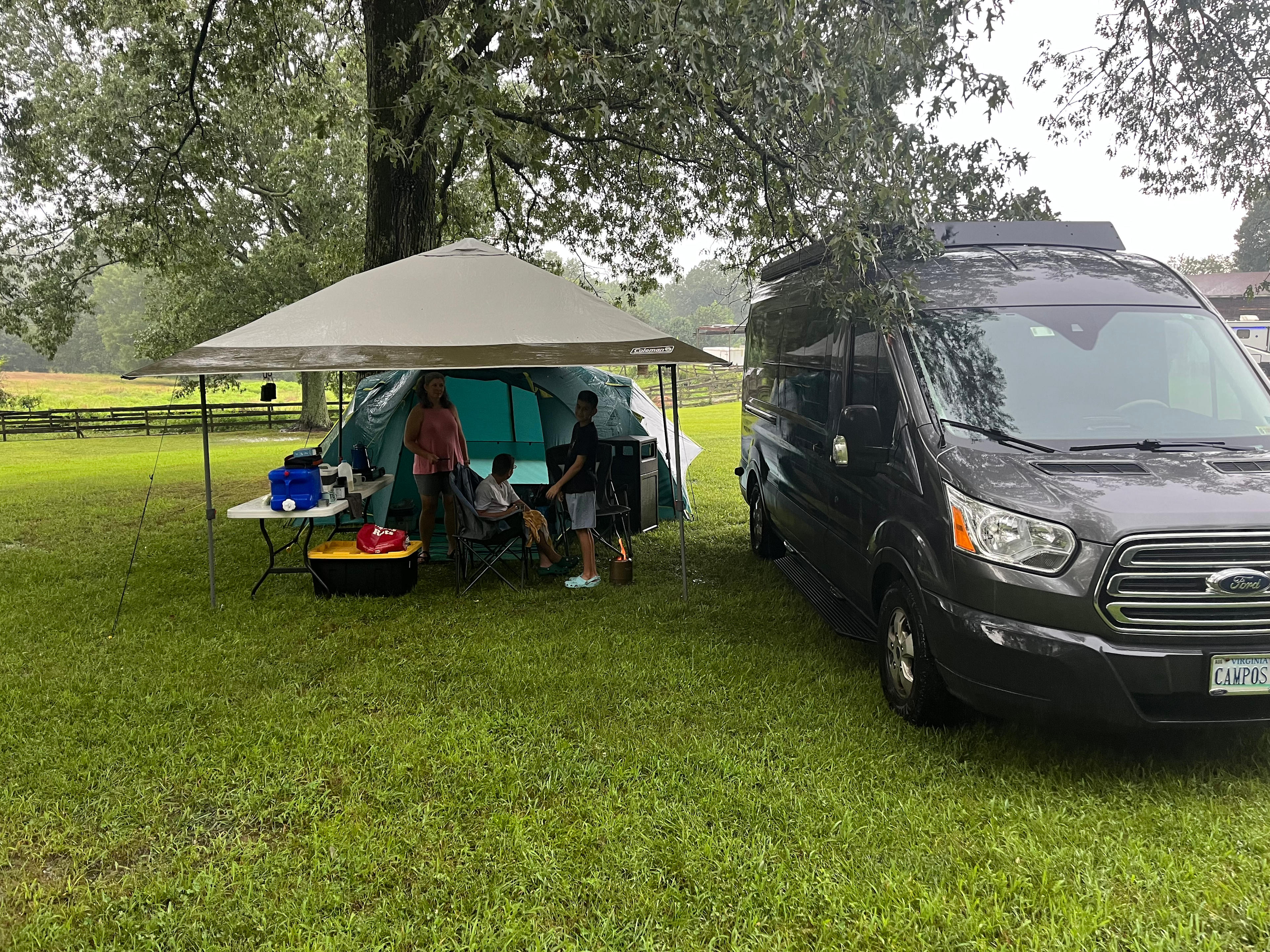 Set-up by the tire swing across from main house