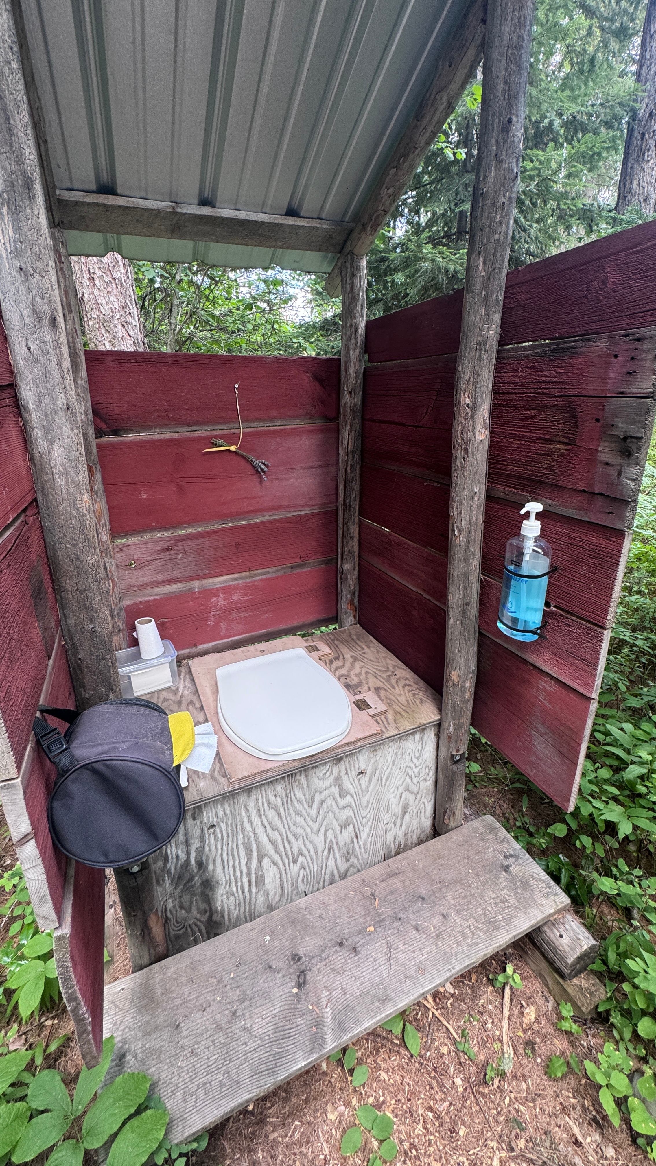 The three sided toilet. Primitive but much better than a portapotty.