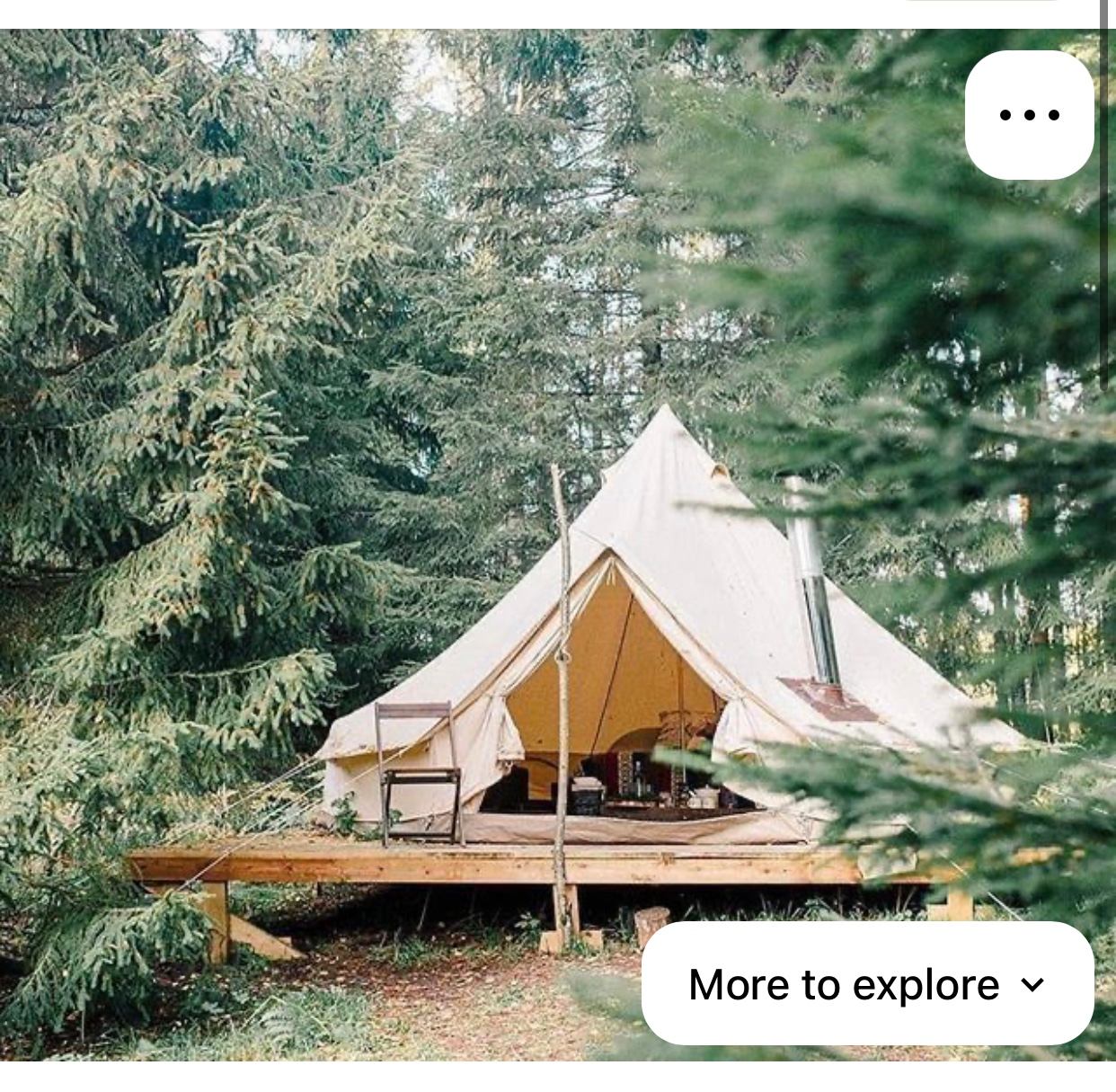 Glamping tent adventure with this tent in the woods . 