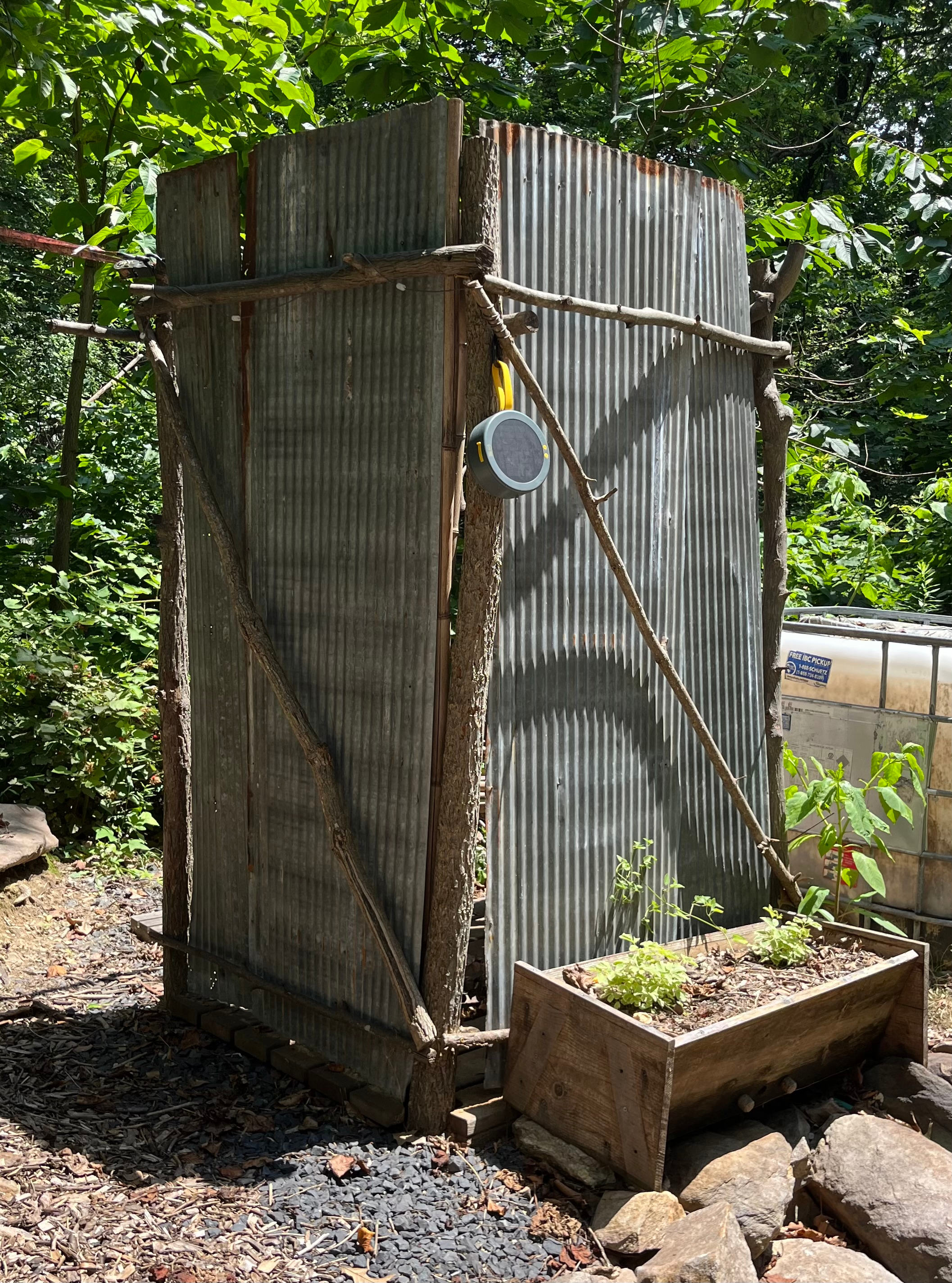 Outdoor shower - only cold water.  So refreshing after a hot day.