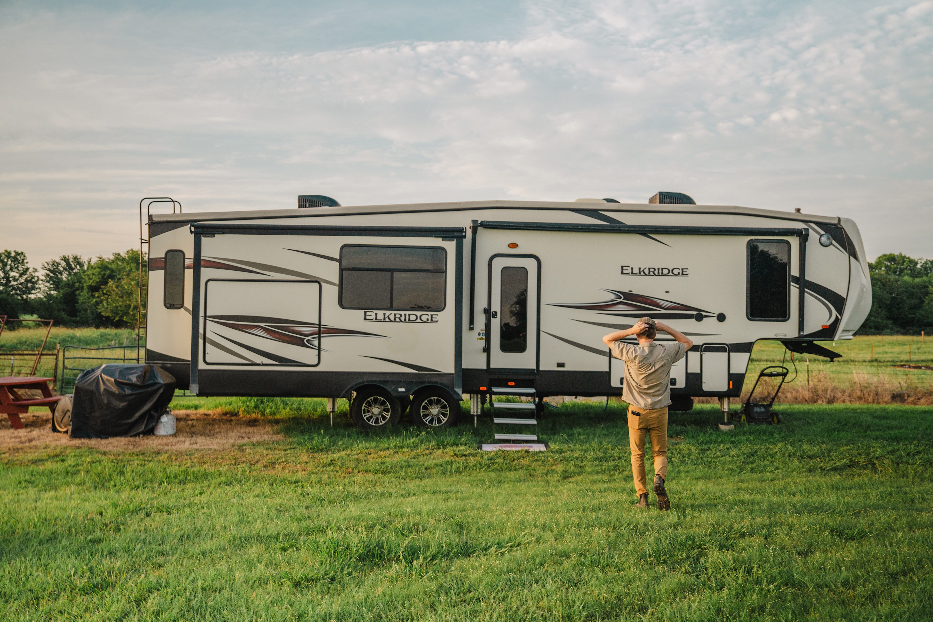 RV site at sunset