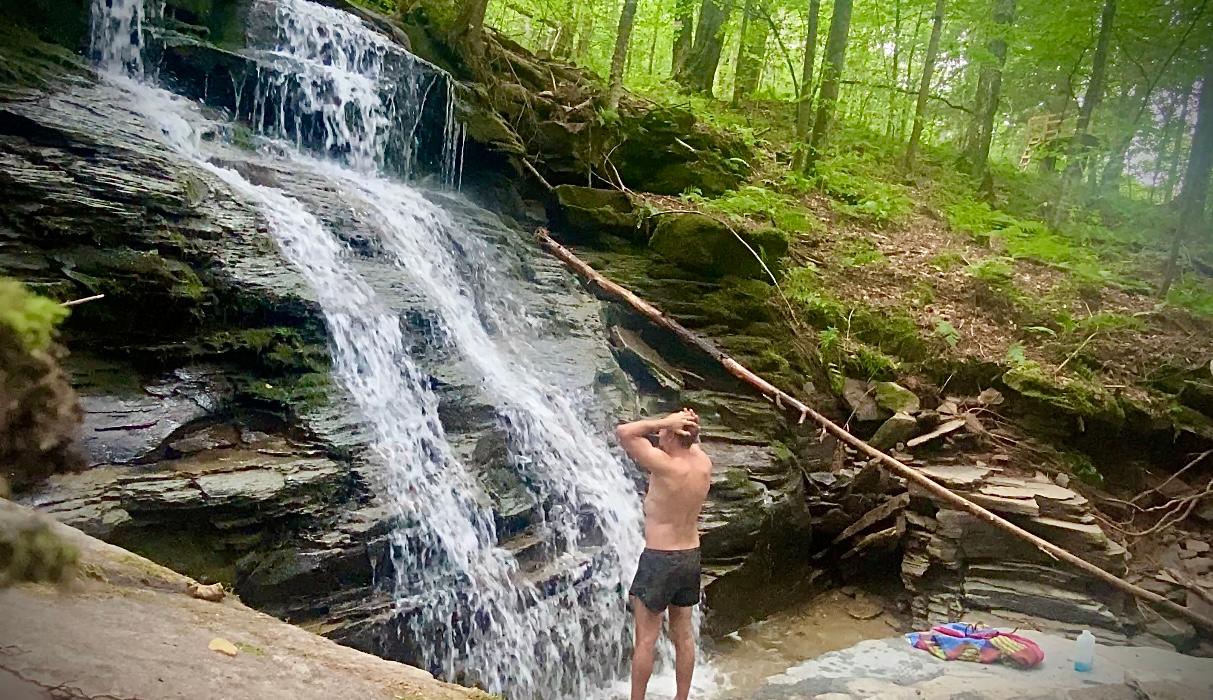 Camp aside the cascading falls for peace and tranquility. There are countless ledges and pools to explore. Stream flow varies with the weather. 