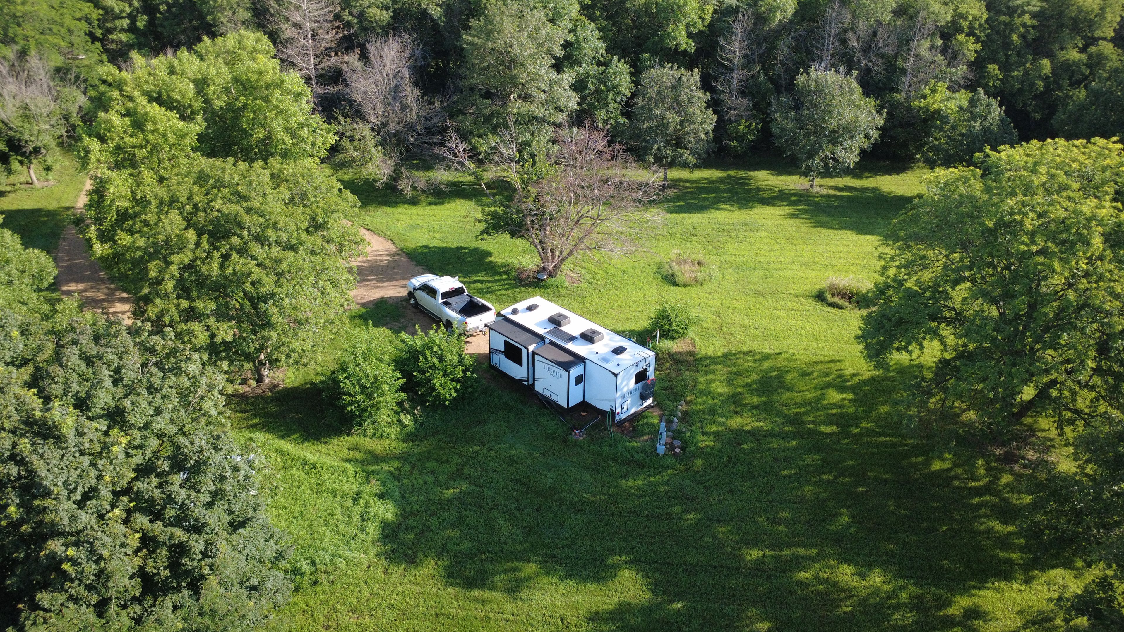 A view of the campsite, which feels and looks secluded because of the wide shelter belts separating the site from the main farm buildings. We hope that you enjoy the peace and quiet, while also appreciating the fact that you are supporting a small working family farm that is celebrating 5 generations of history. 