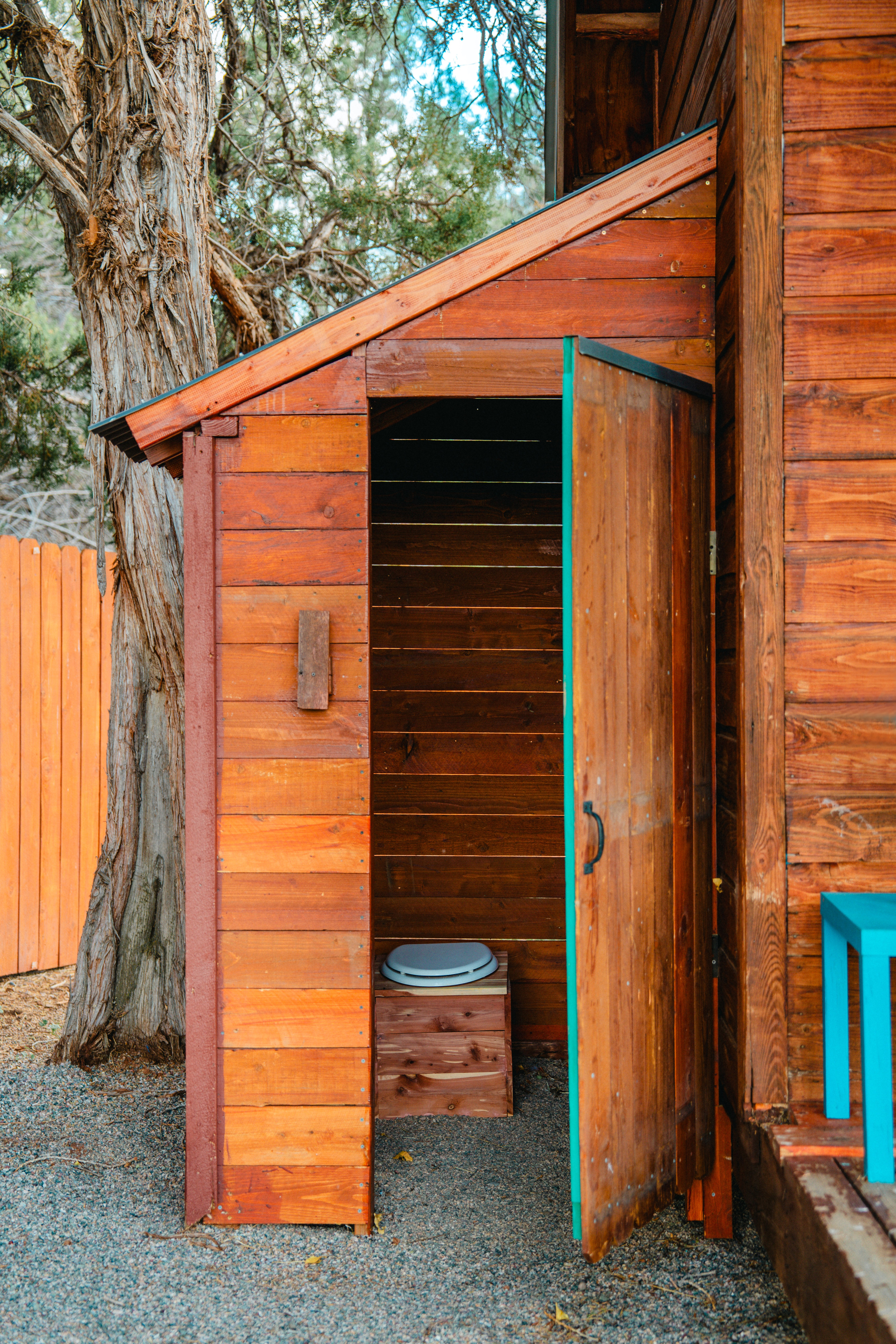 composting toilet attached to the art shack