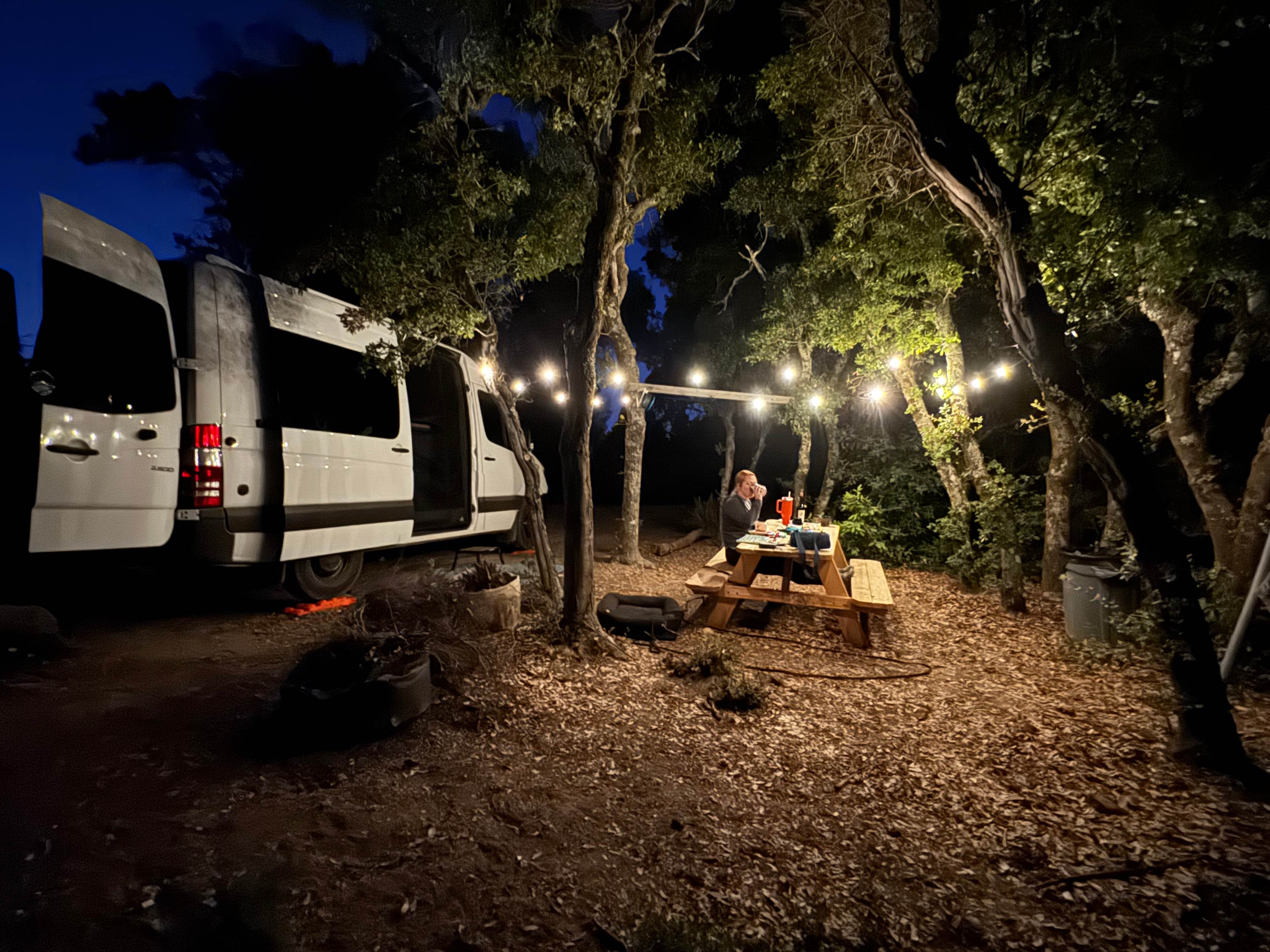 Enjoying the evening at the picnic table!