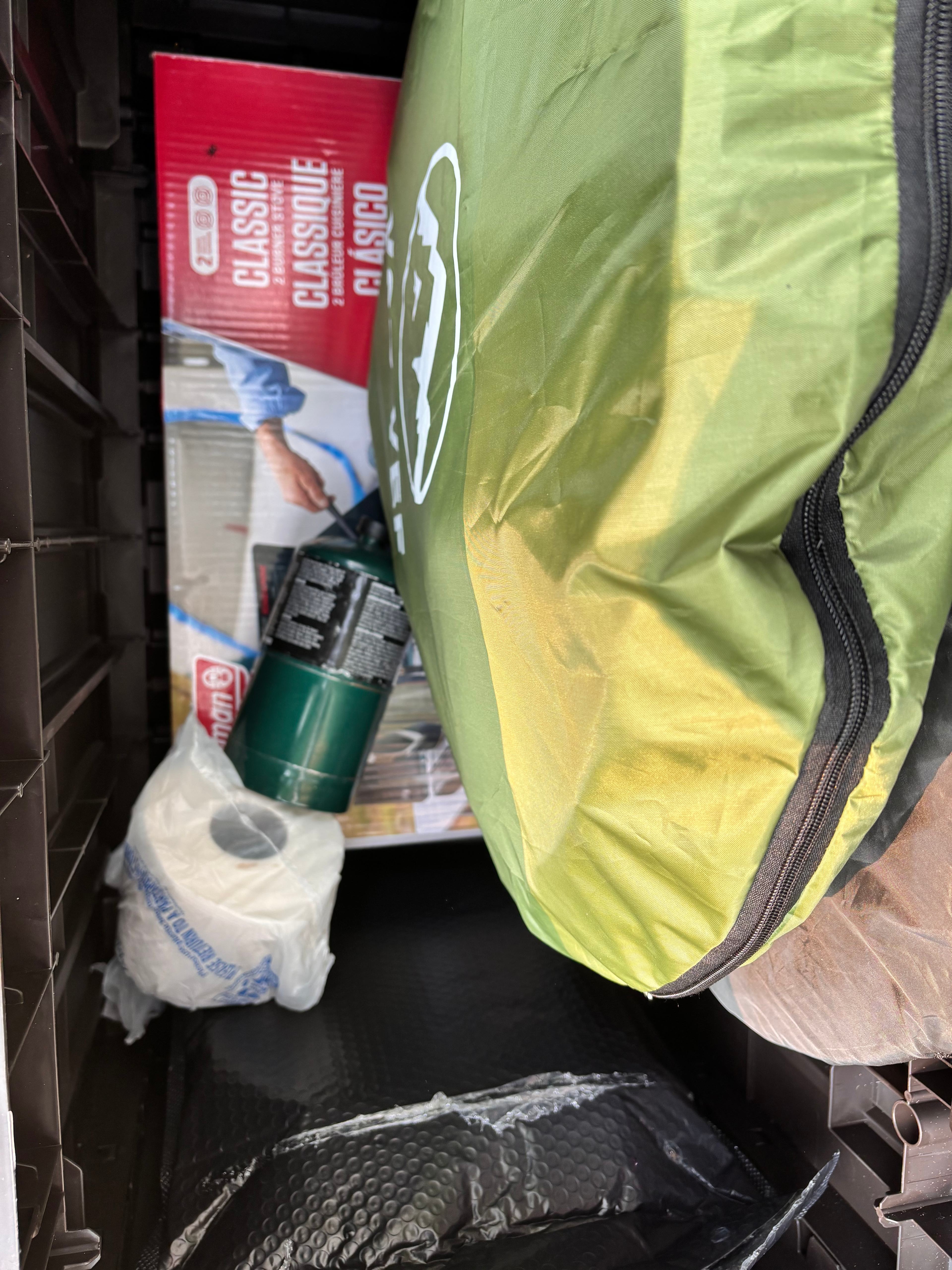 One can of propane
One roll of toilet tissue 