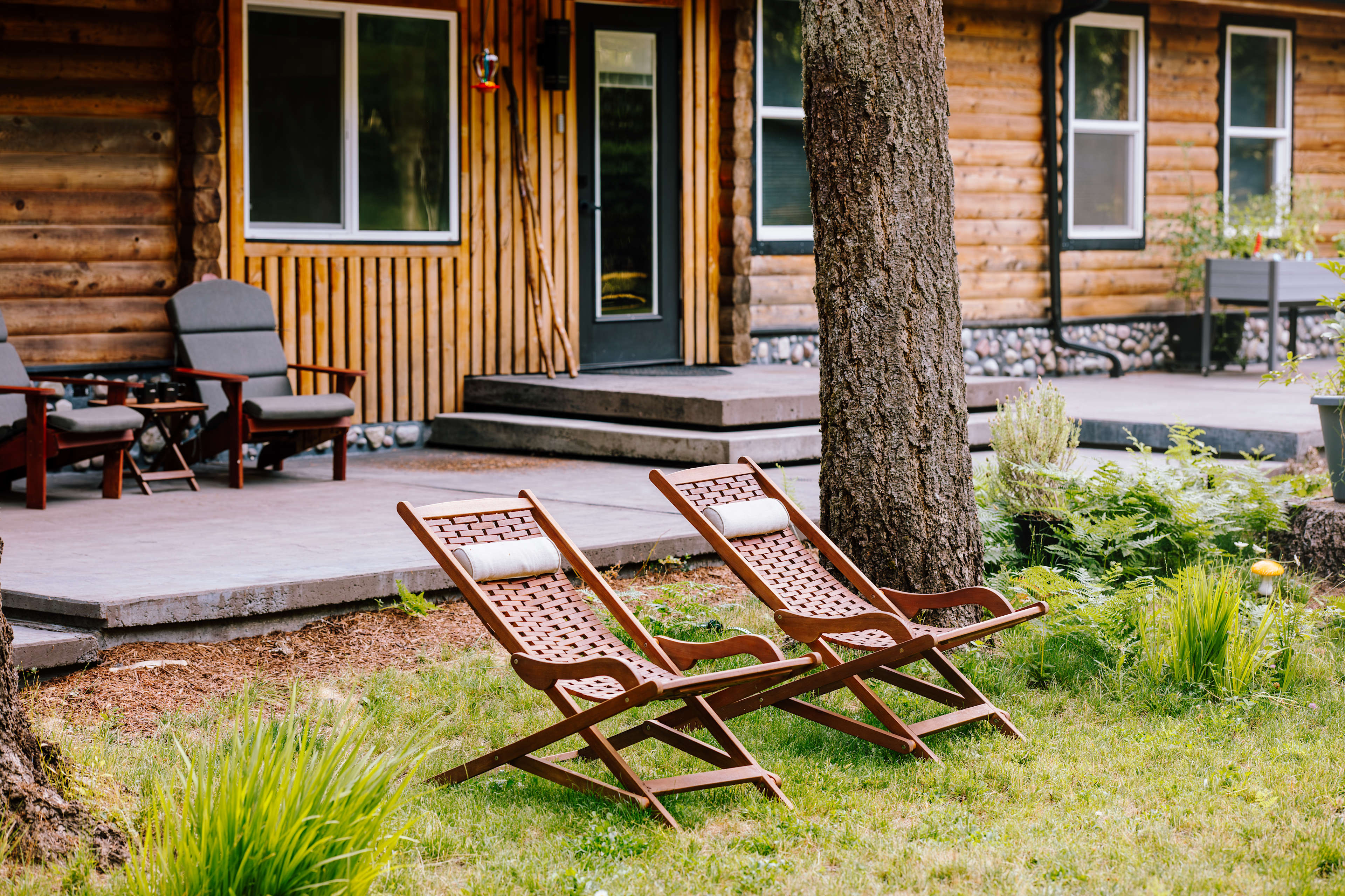 lounging chairs outside the studio 