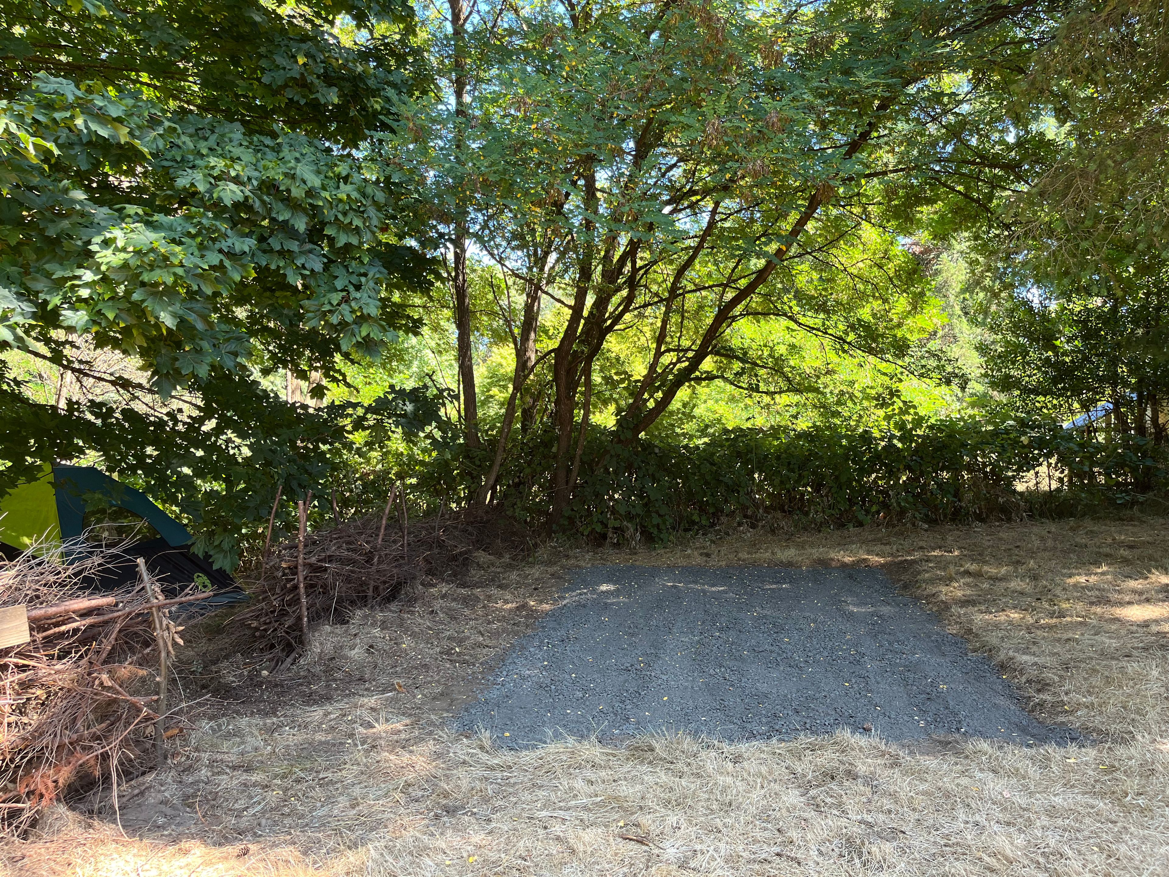 15ftx9ft level gravel parking spot for your camping vehicle. 