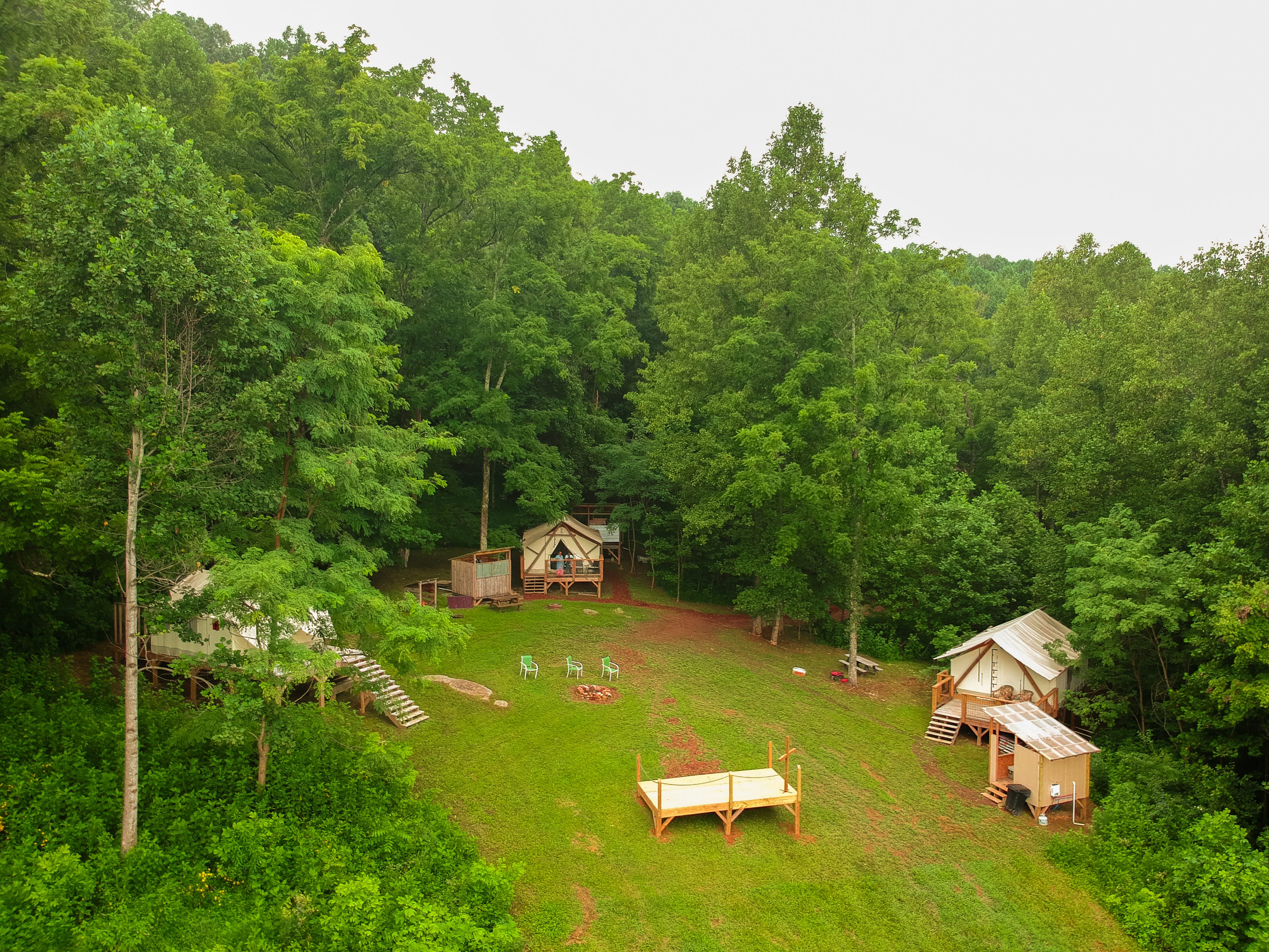 The mountain top campsites: The Bella in the center and the Kayla to the right