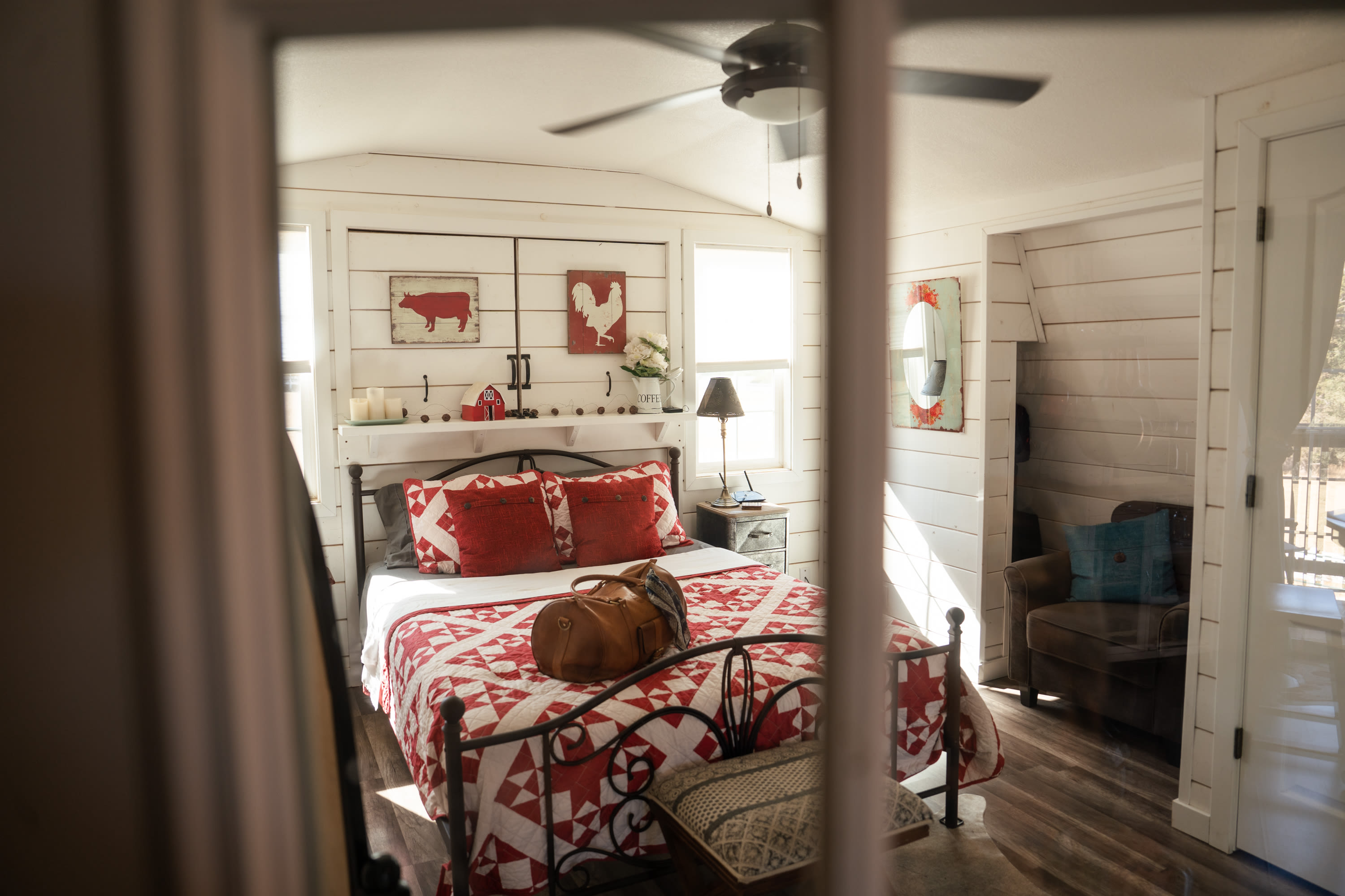 In addition to the fan, this loft had AC to keep us cool during our stay. The bed and pillows were so comfortable. It was such a perfectly curated space!