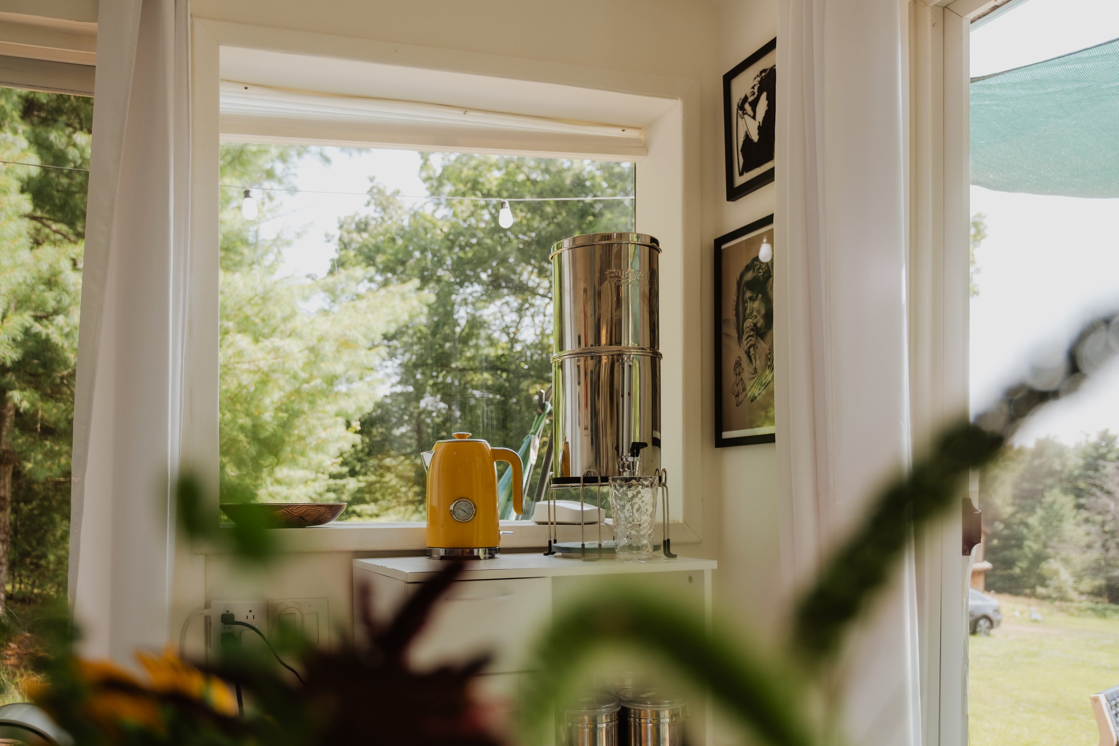 There's water, a tea kettle, teas, mugs, coffee, etc. right inside if you need it! 