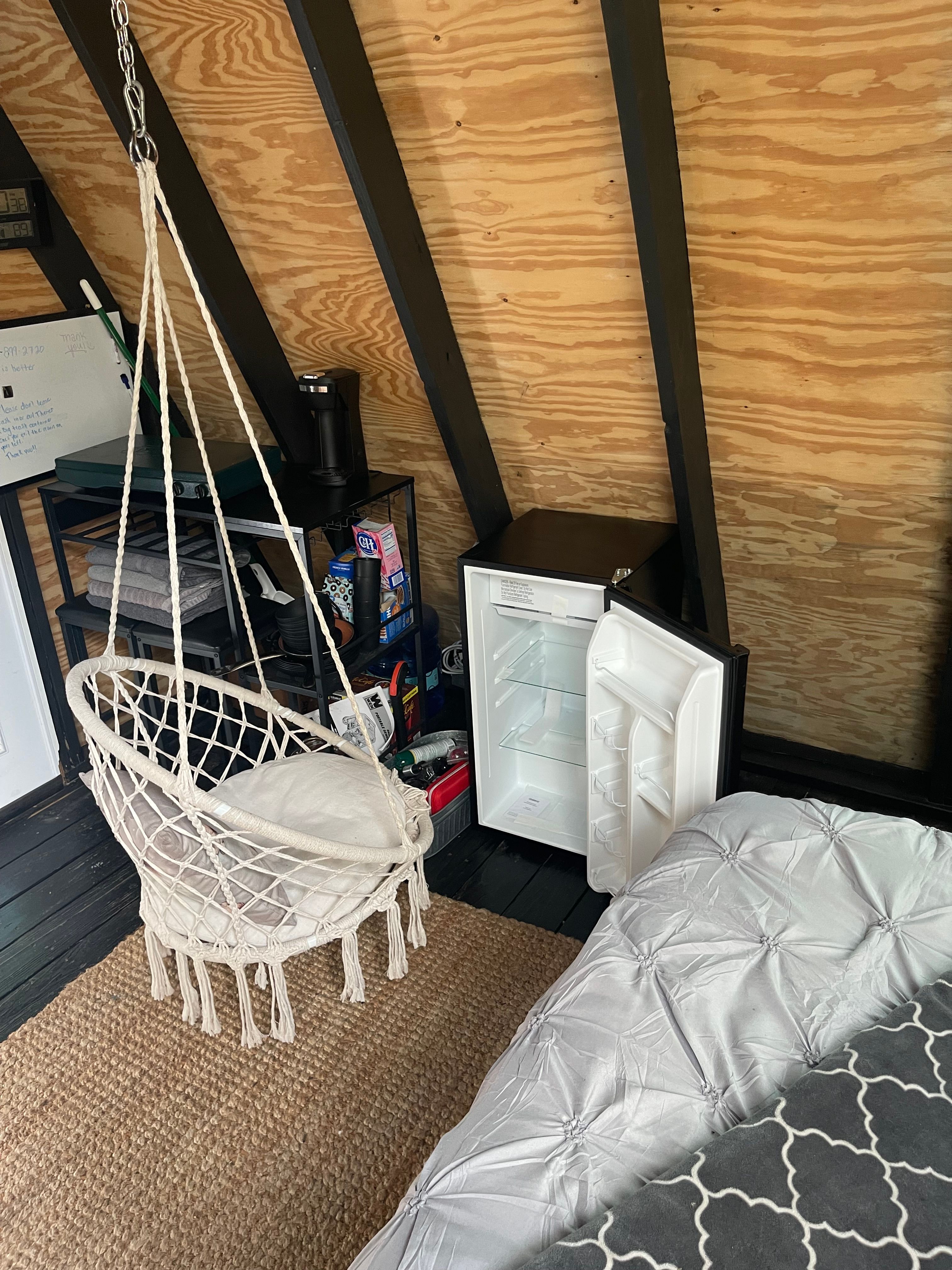 Tiny off grid A frame in the woods