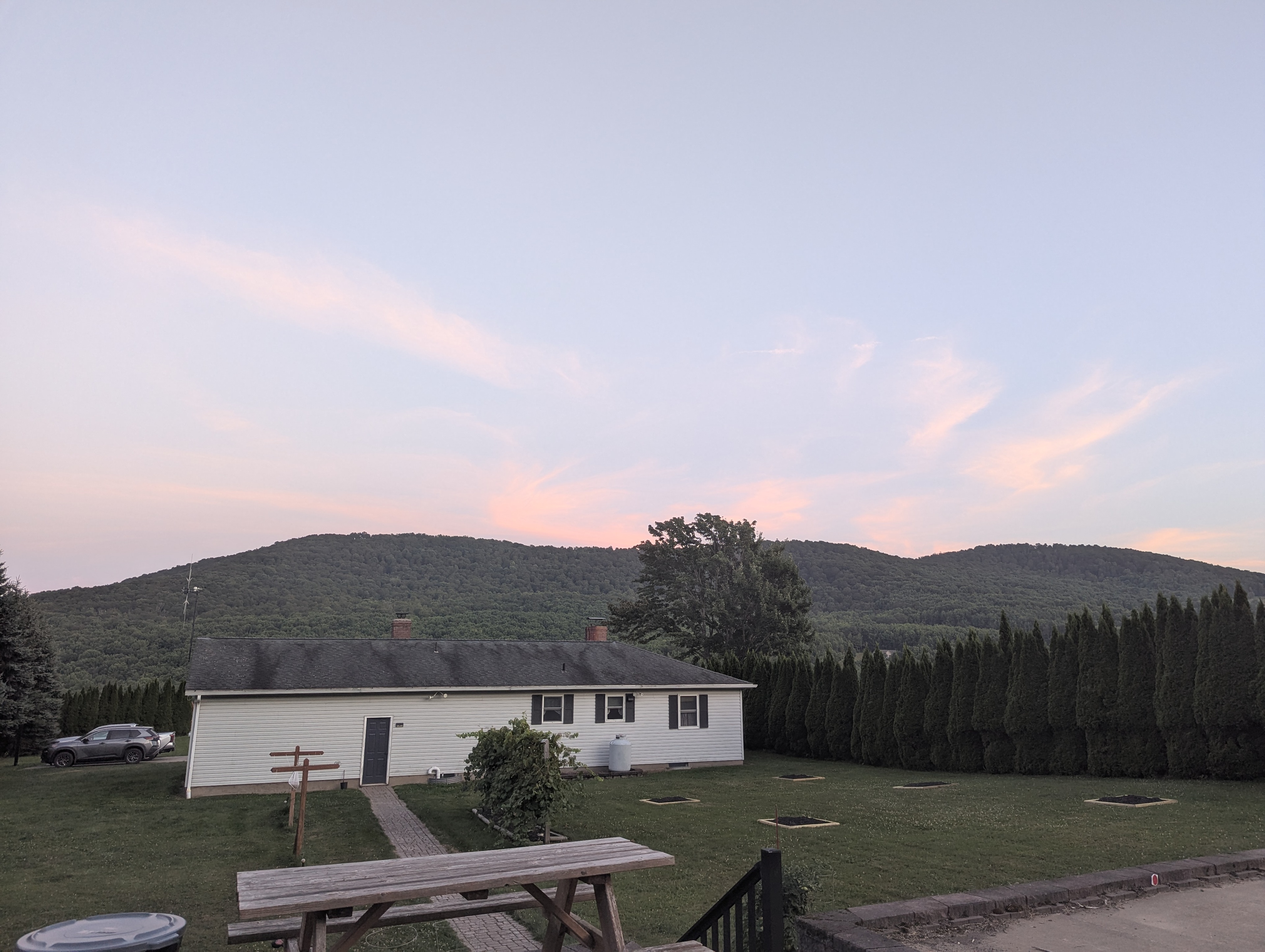 The view from the site facing the main road and house 