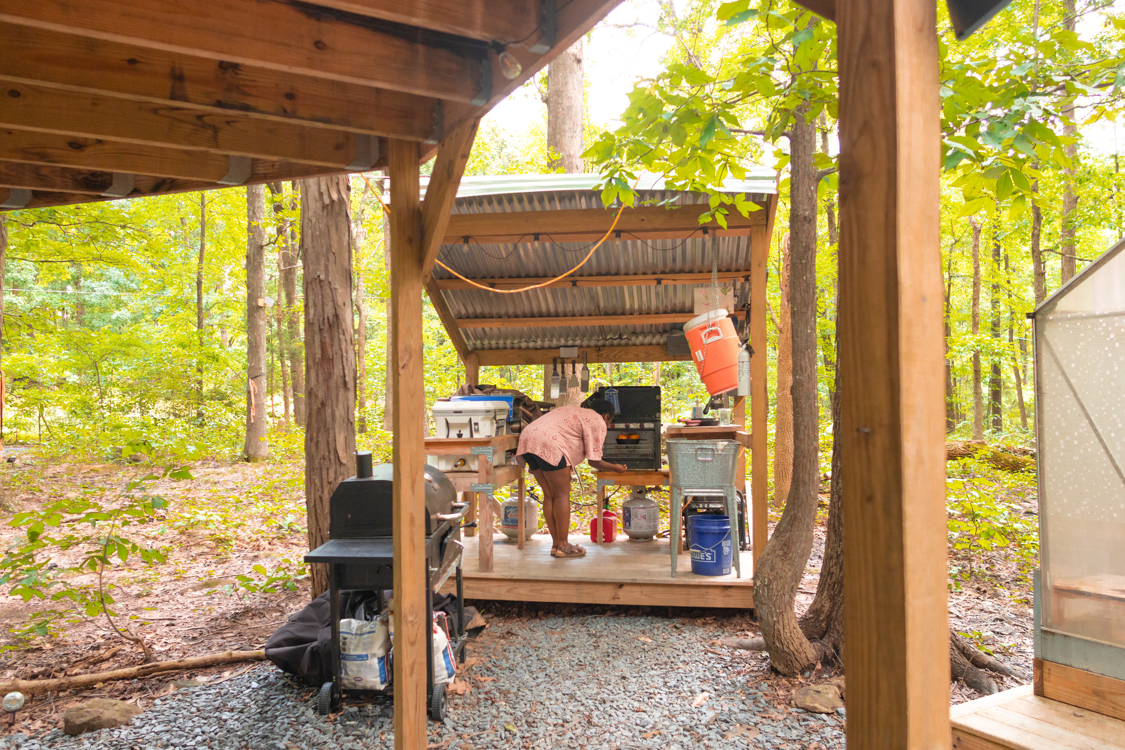 Checking on my baked peppers in the stove 