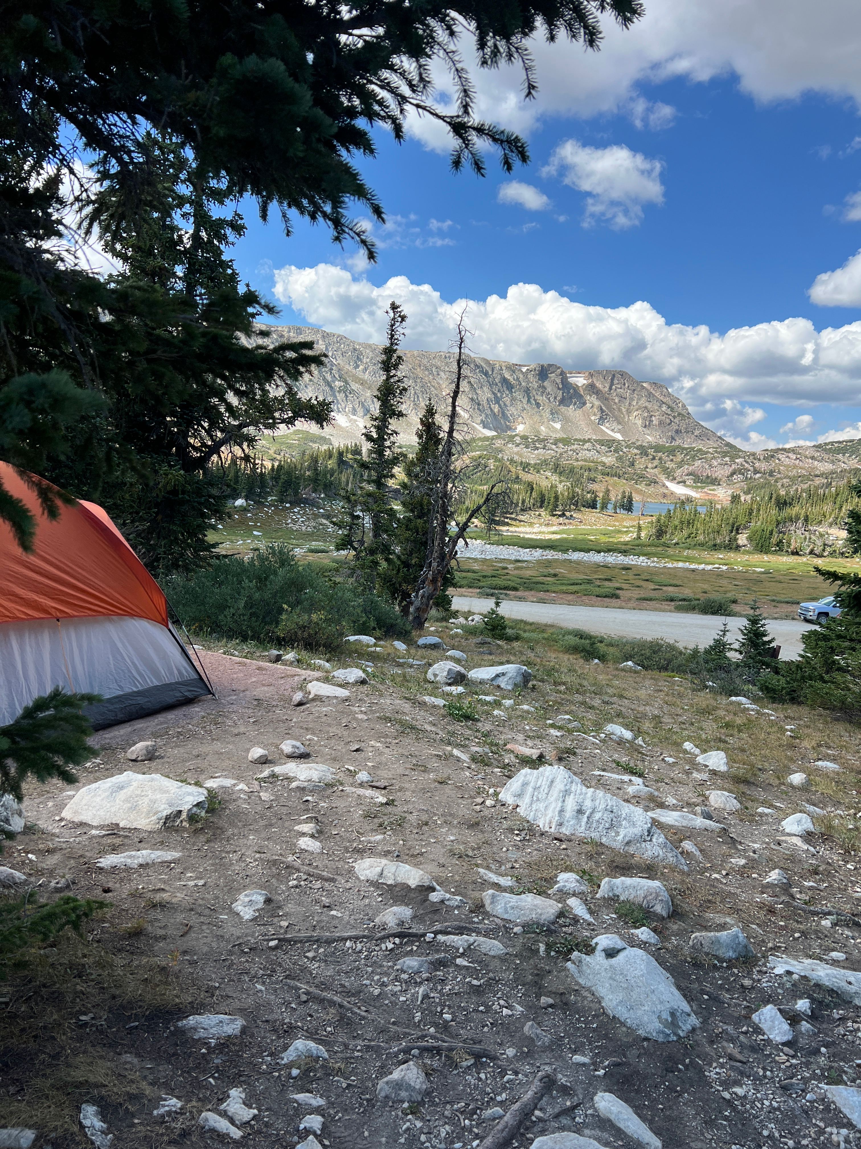 Tent on tent pad and our view at 16