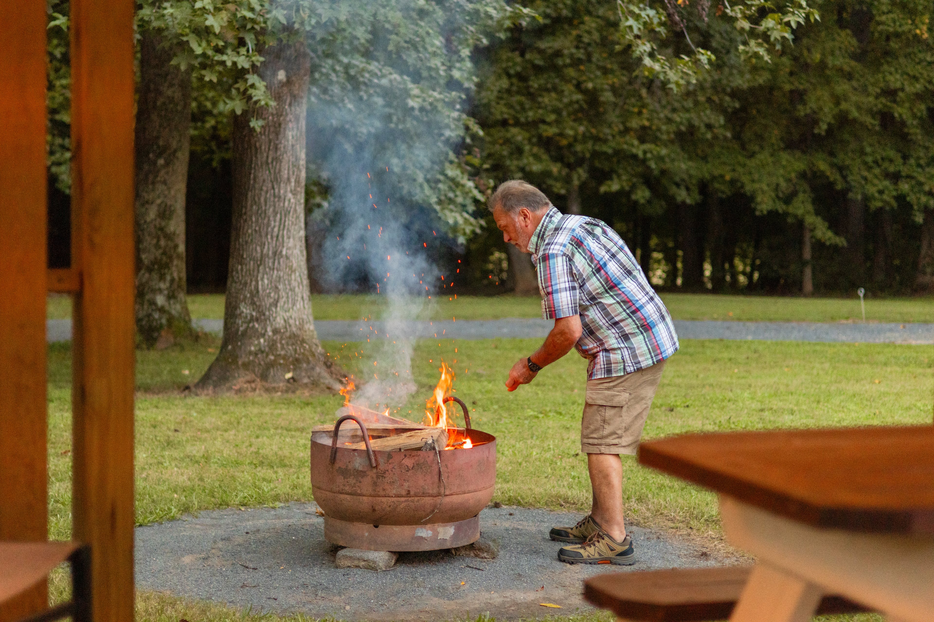 Paul helped me get a fire going