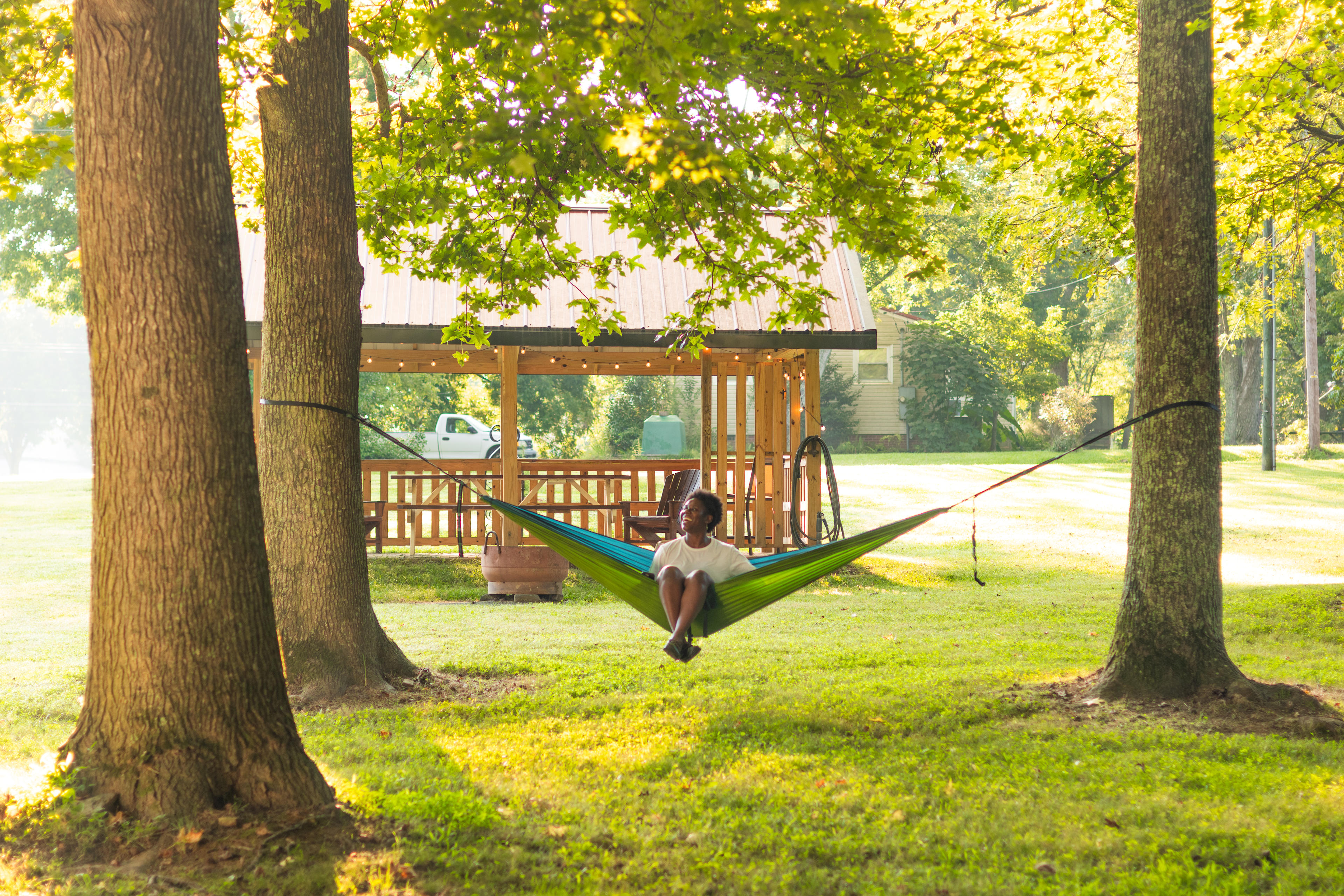 The trees downhill of the pagoda make the perfect hammocking trees
