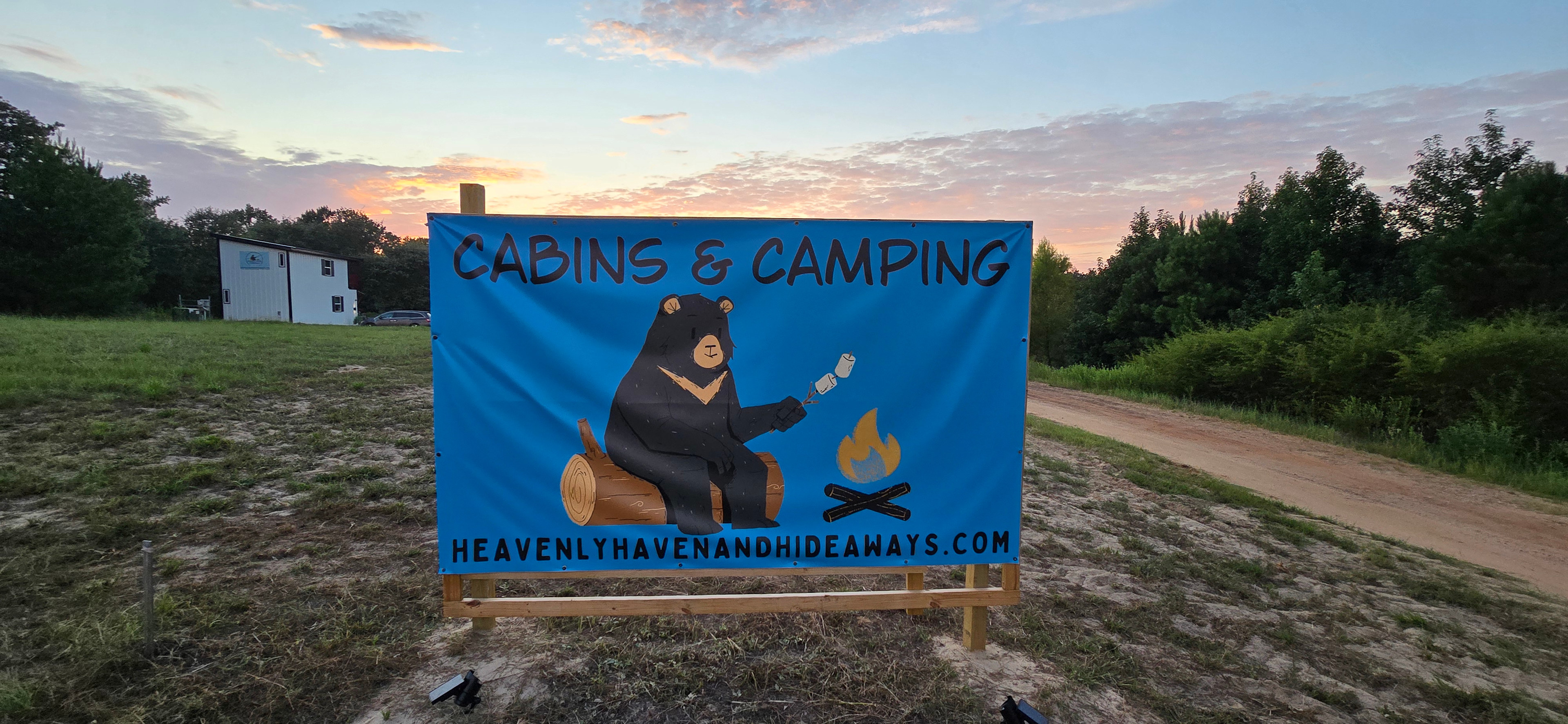 Look for our big blue sign when you turn onto our red dirt road.