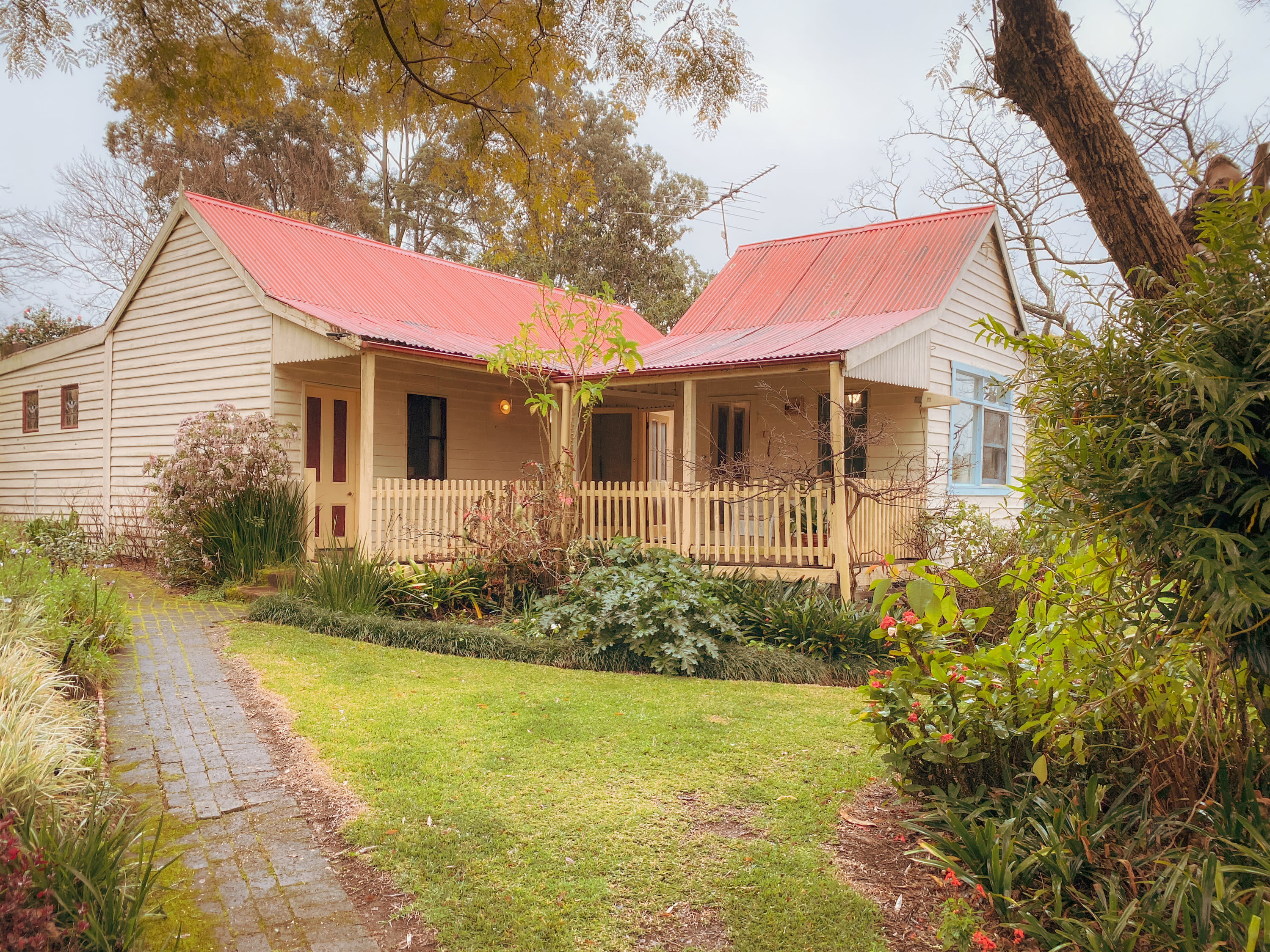 Pathway up to the main entrance to the cottage - with external access to each bedroom