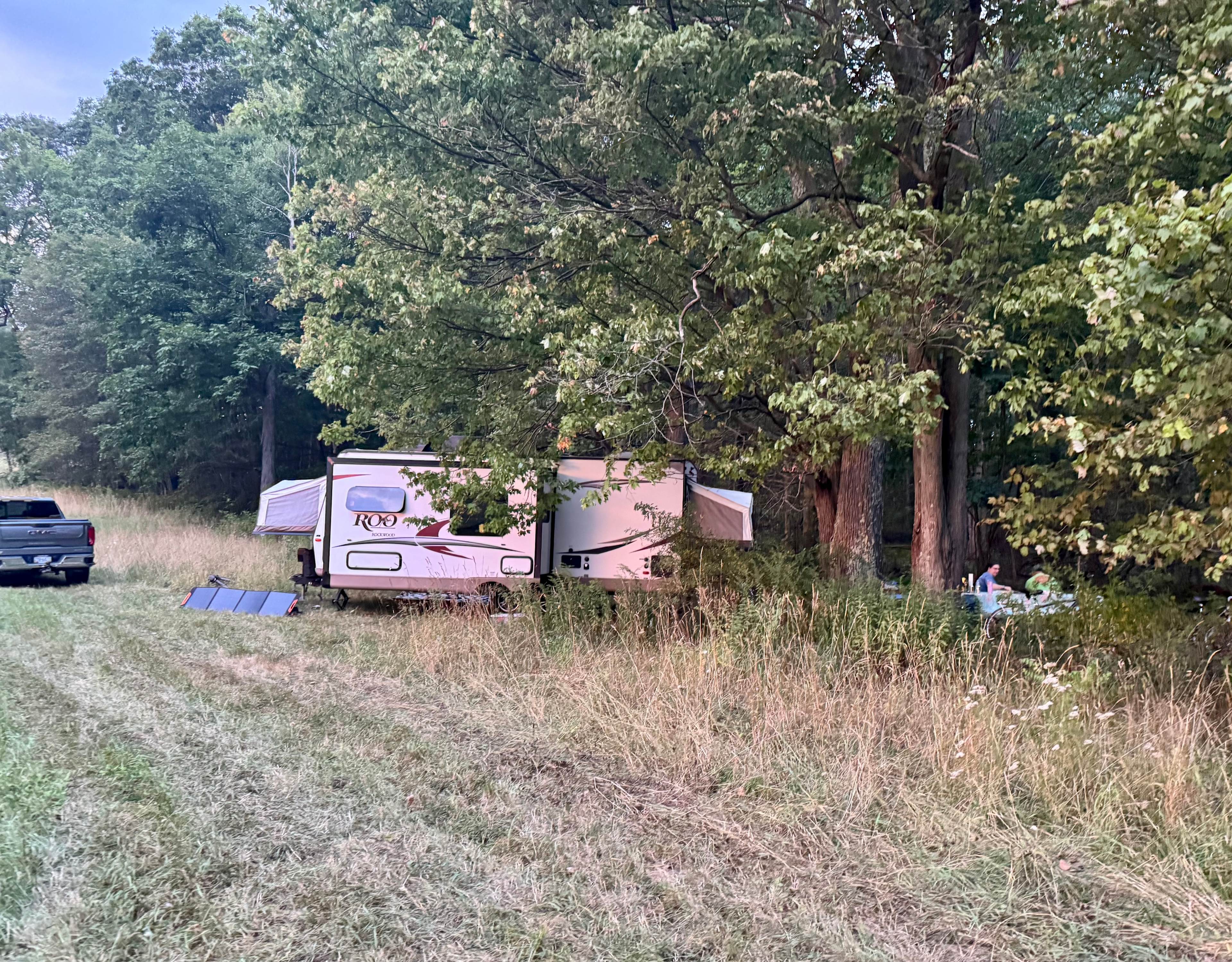 Look out for the tree limbs if you have a camper.  Other sites without trees hanging low but this one had the fire ring/table