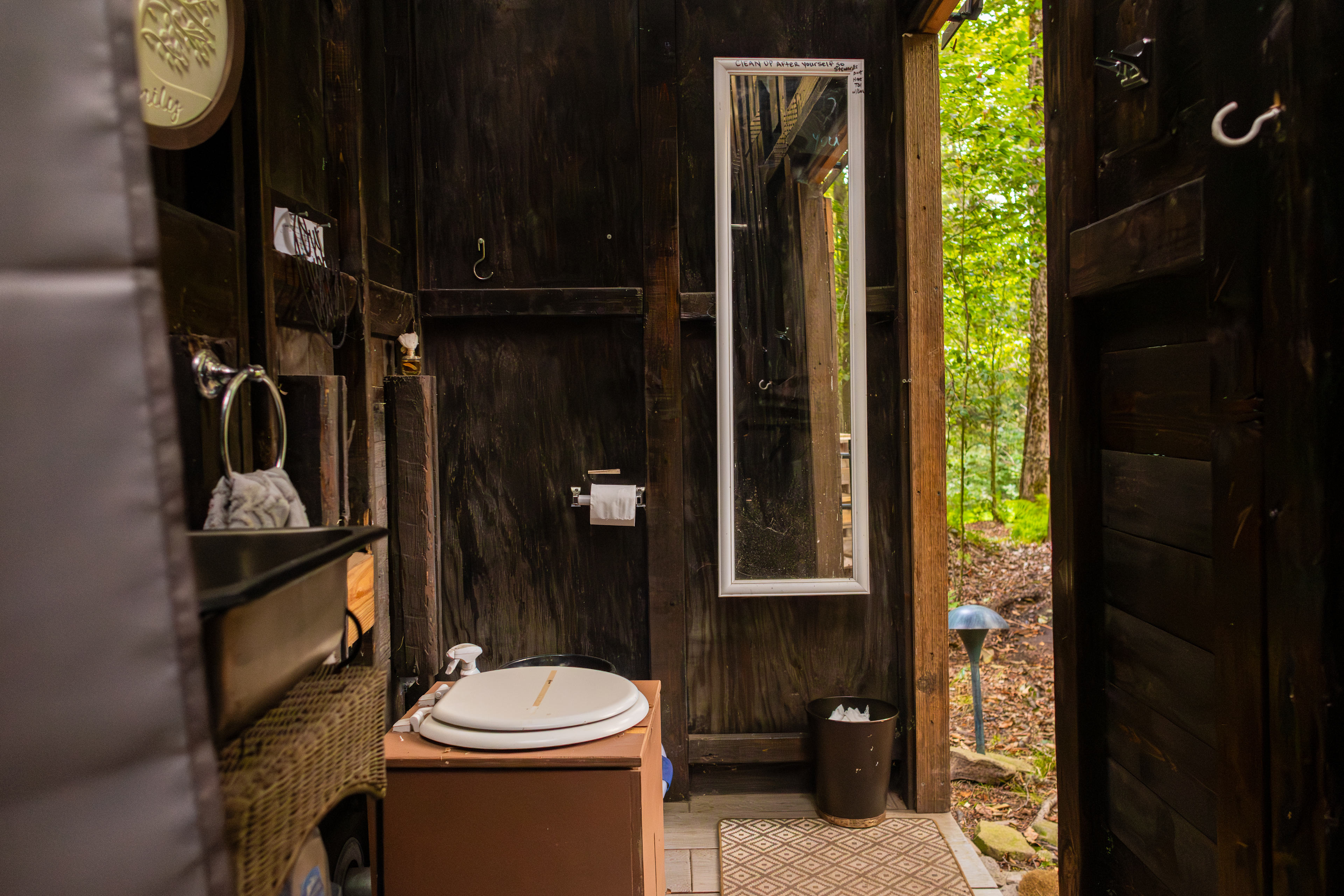 The inside shower and bathroom 
