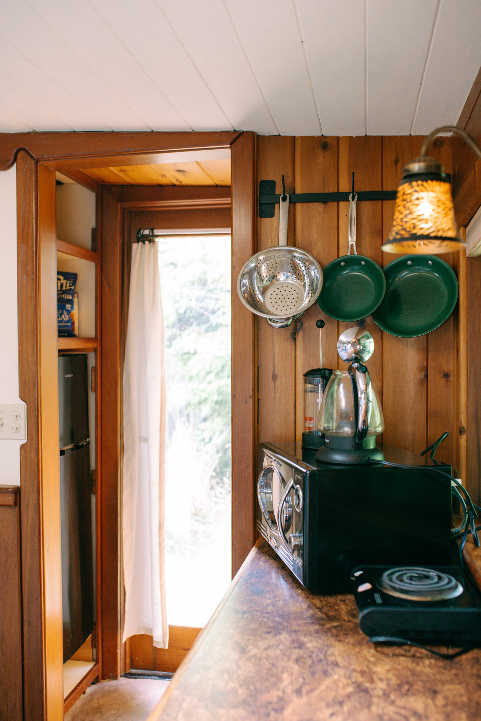 There's pots, pans, hot plate, and fridge for you to use.