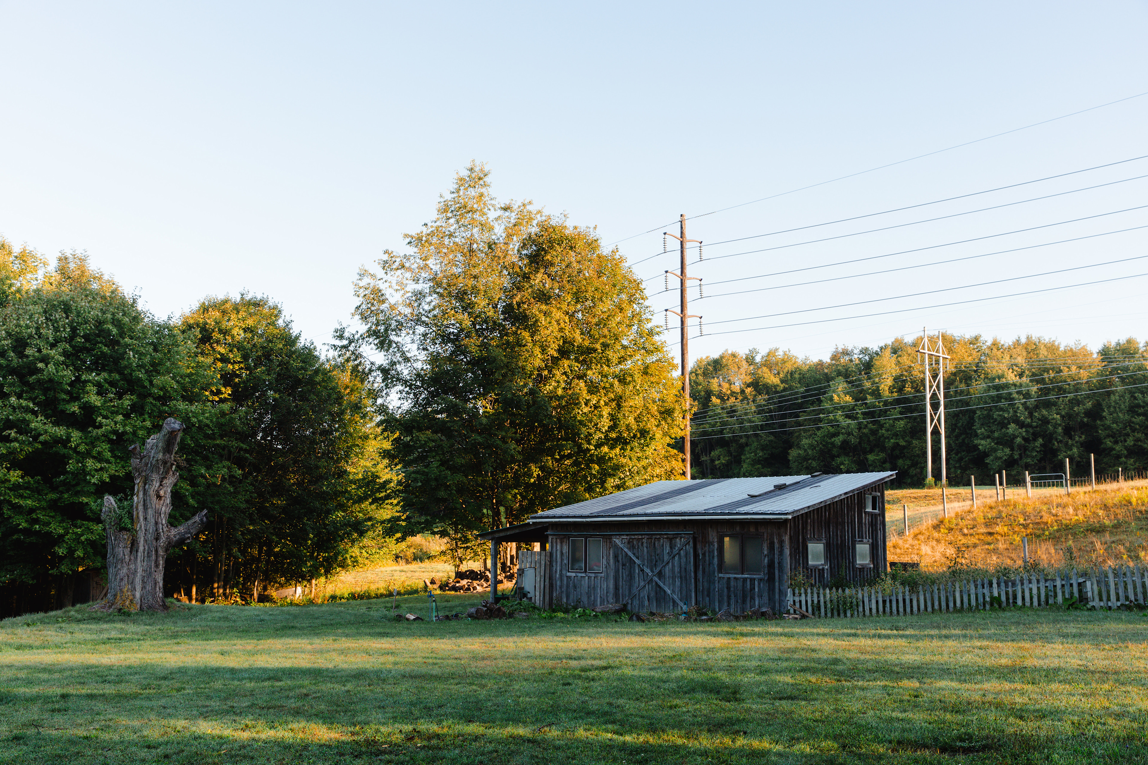 The sheep barn near the pond