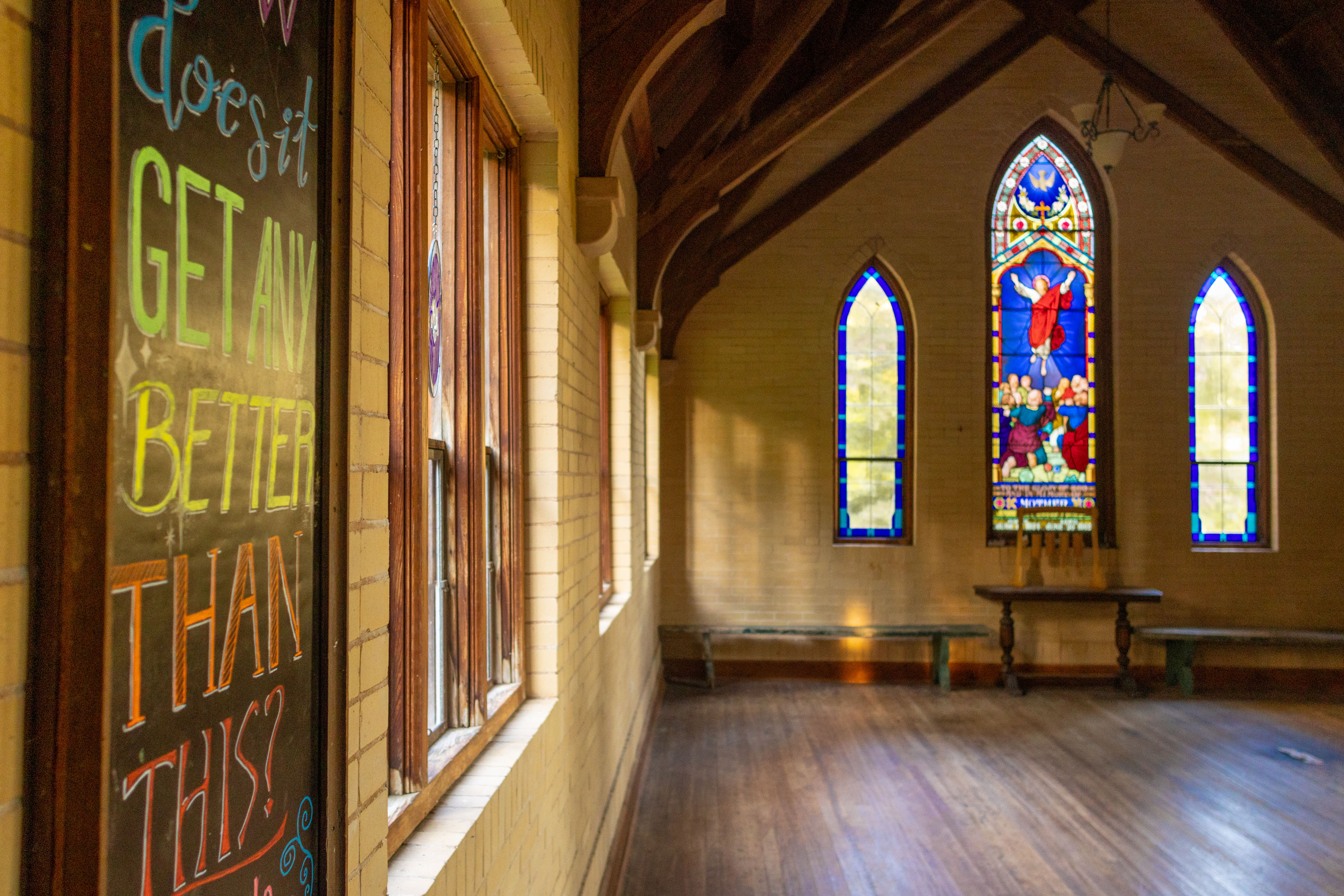 Inside the historic church