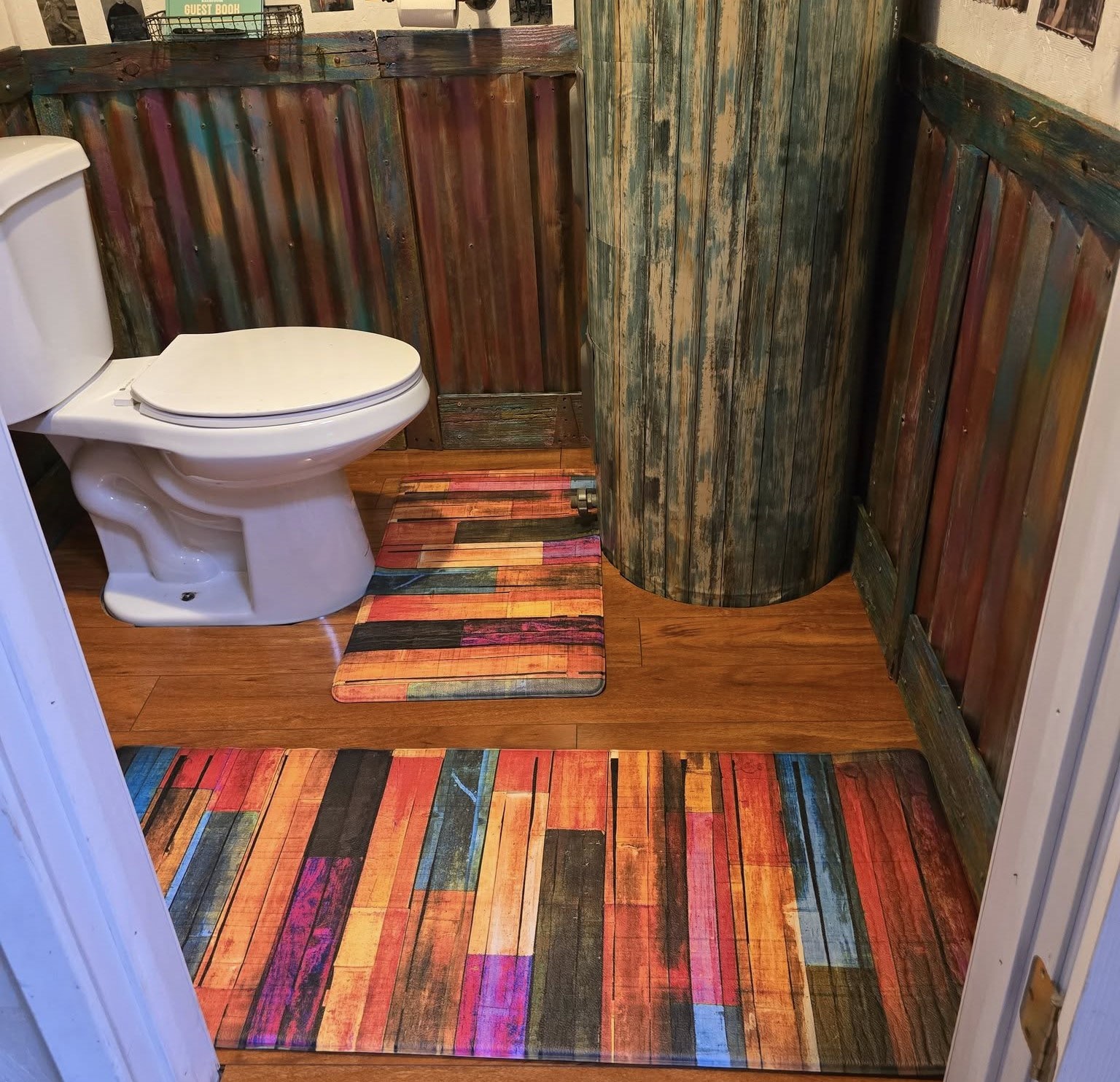 Restroom in the garage breakfast area off the pool. 