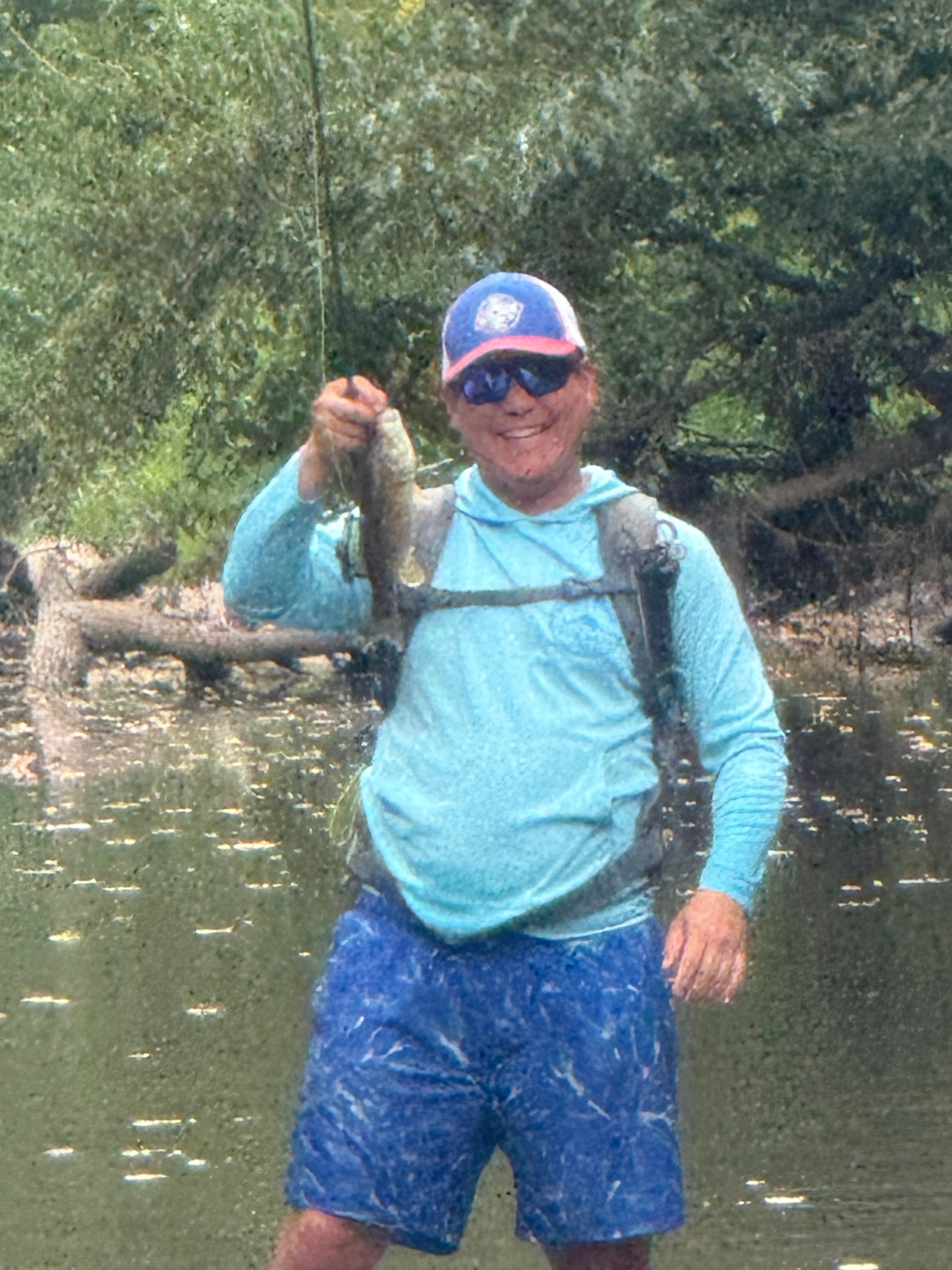 River was low and clear but still caught a huge bass.