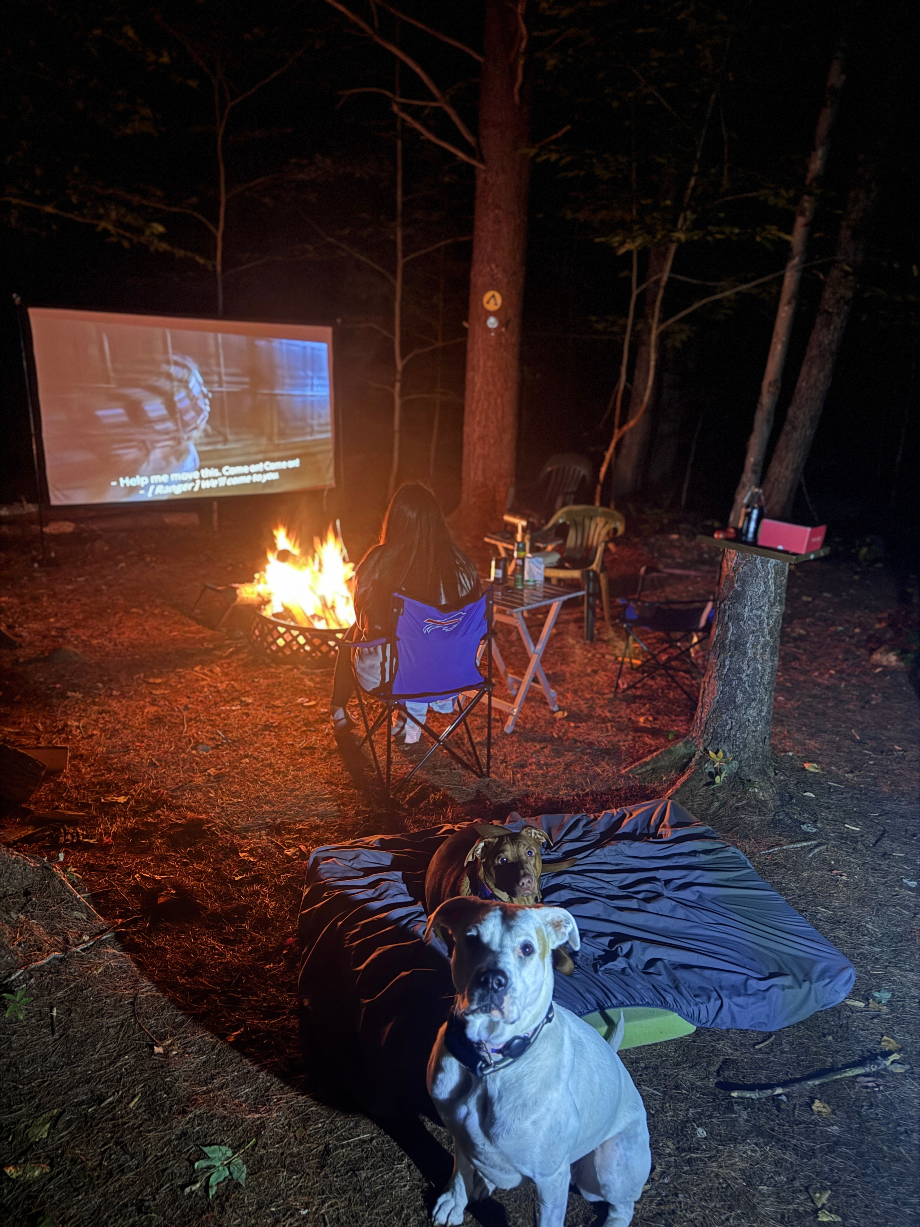 We Brought a Battery Powered Projector to Watch Scary Movies!