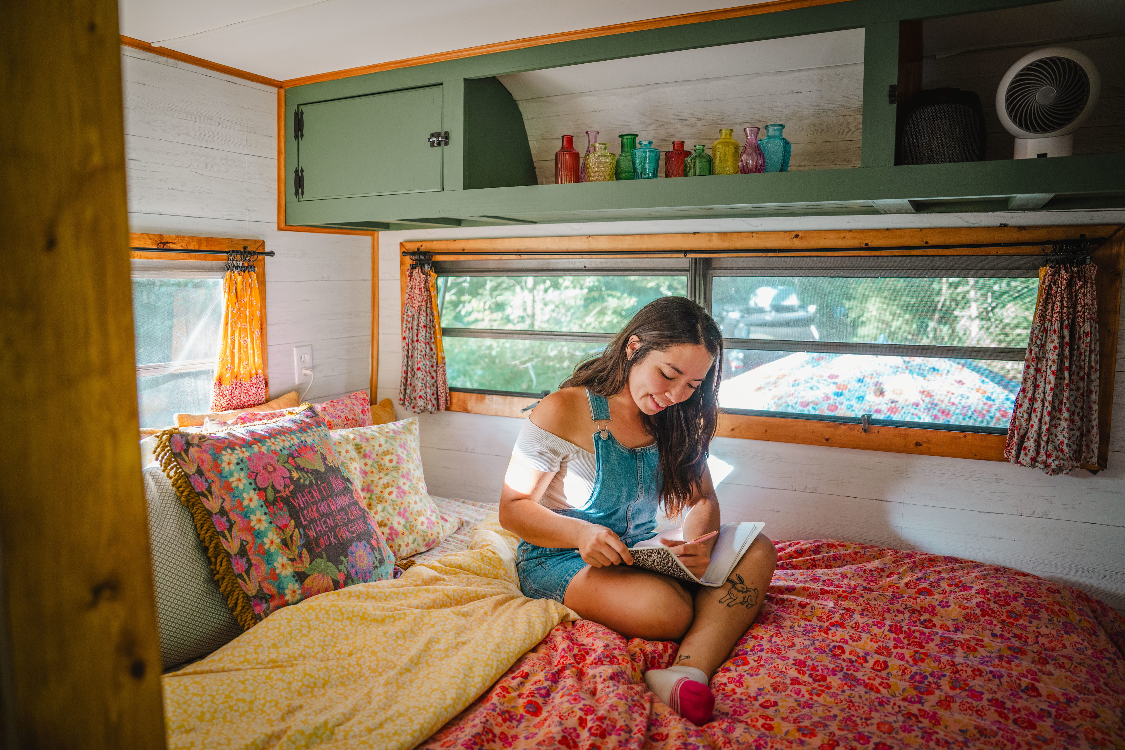 Journaling in the cozy corner bed
