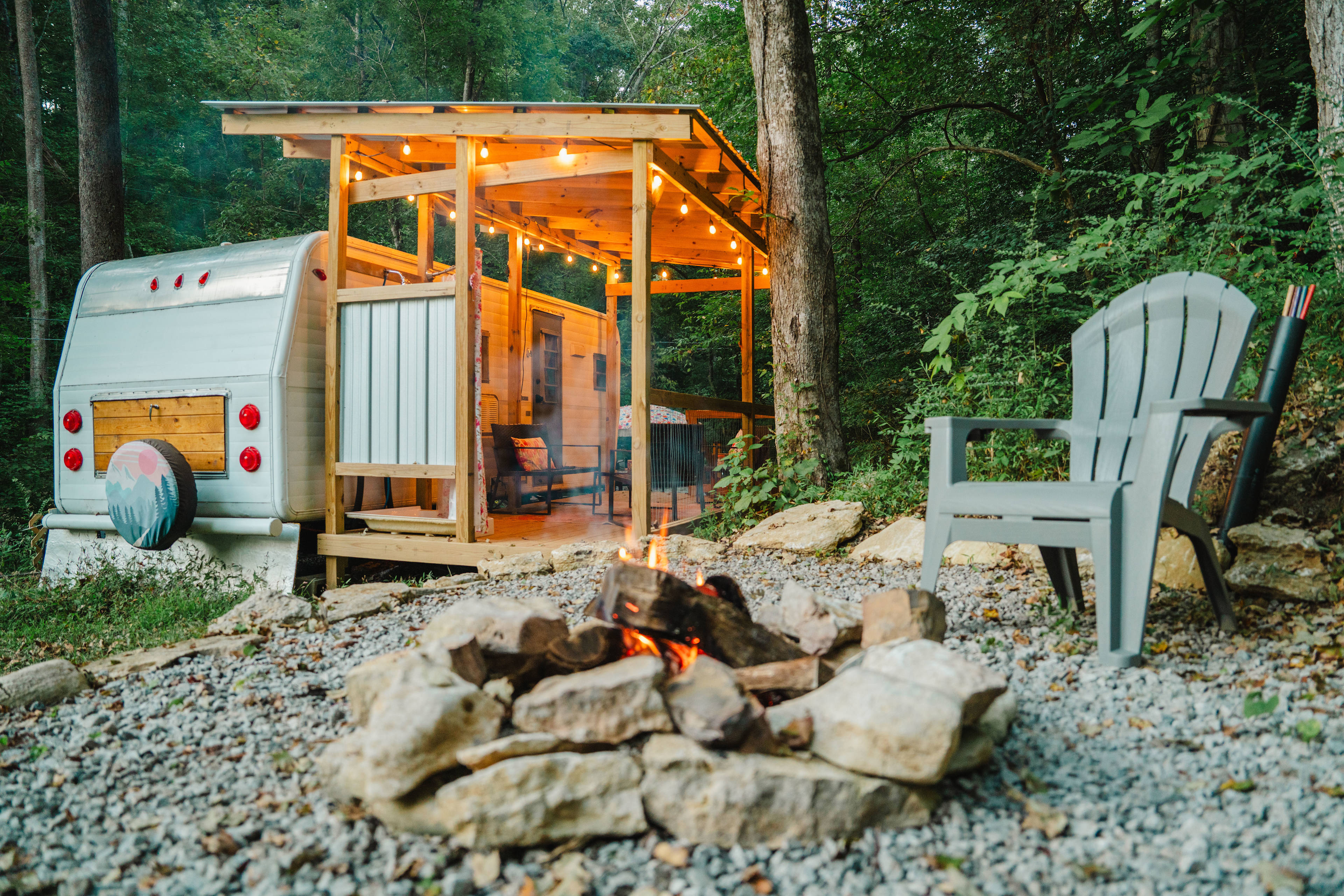 firepit next to camper