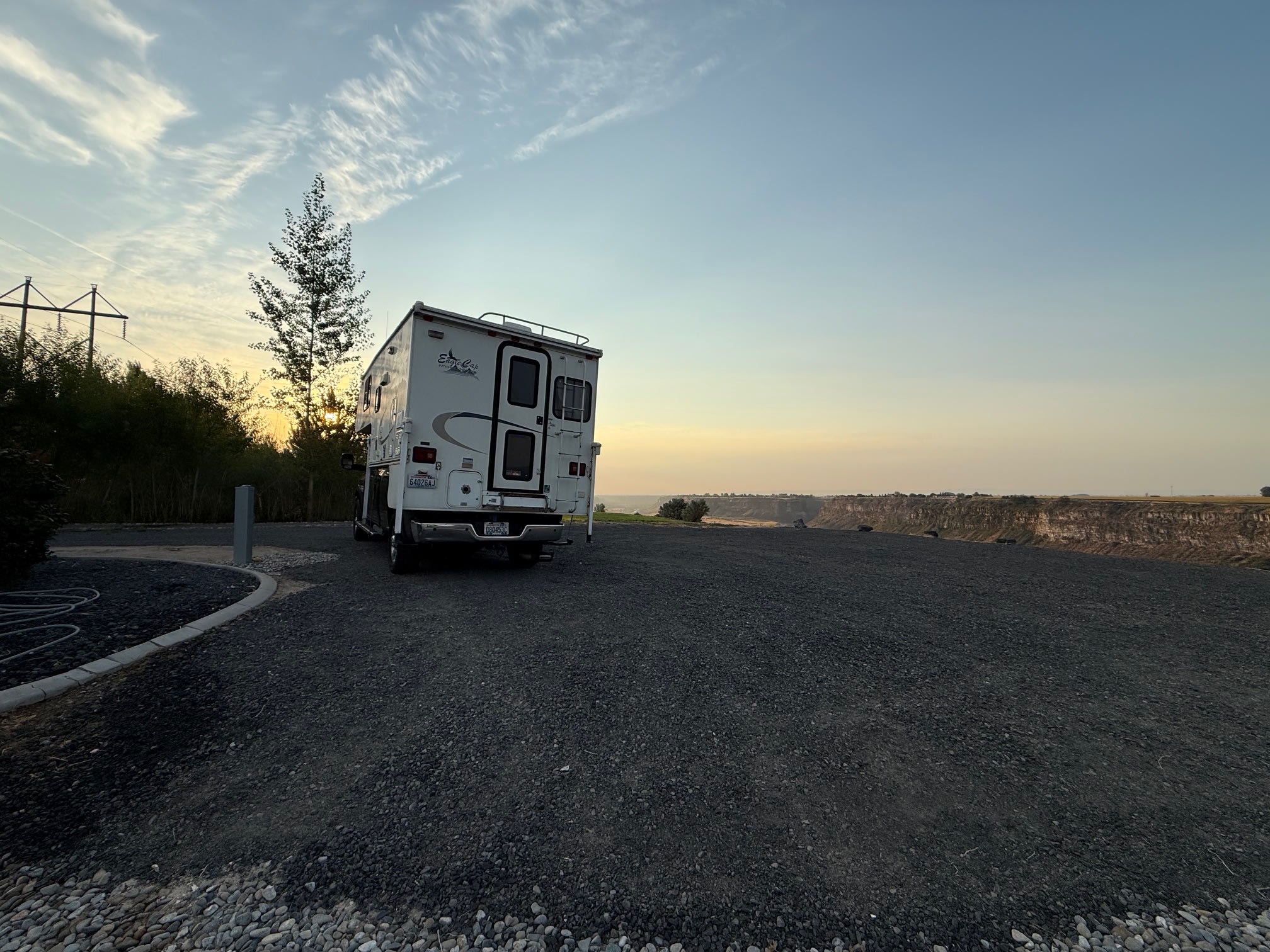 Our camper by the electrical hookup