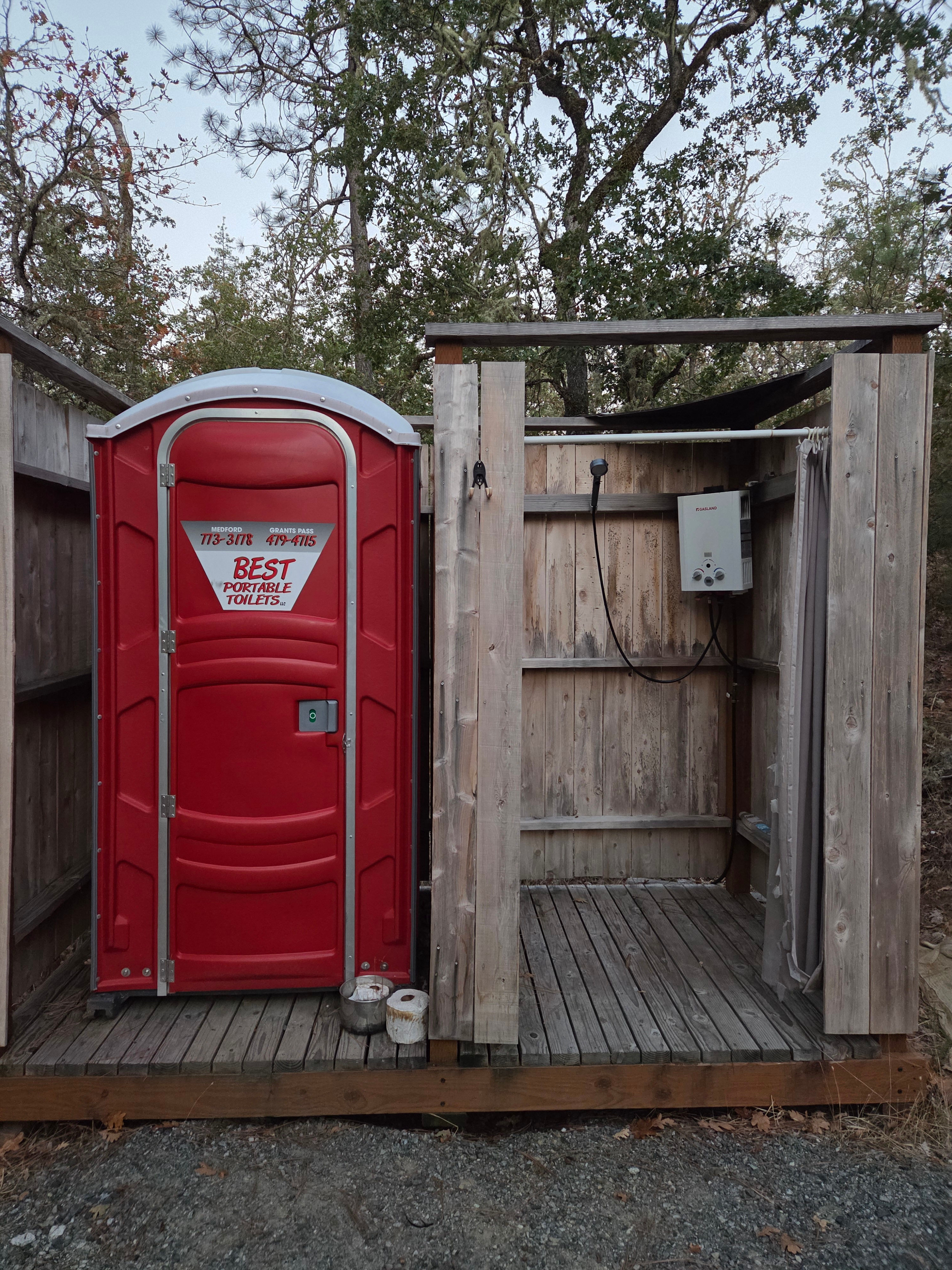 Forested creekside campsite