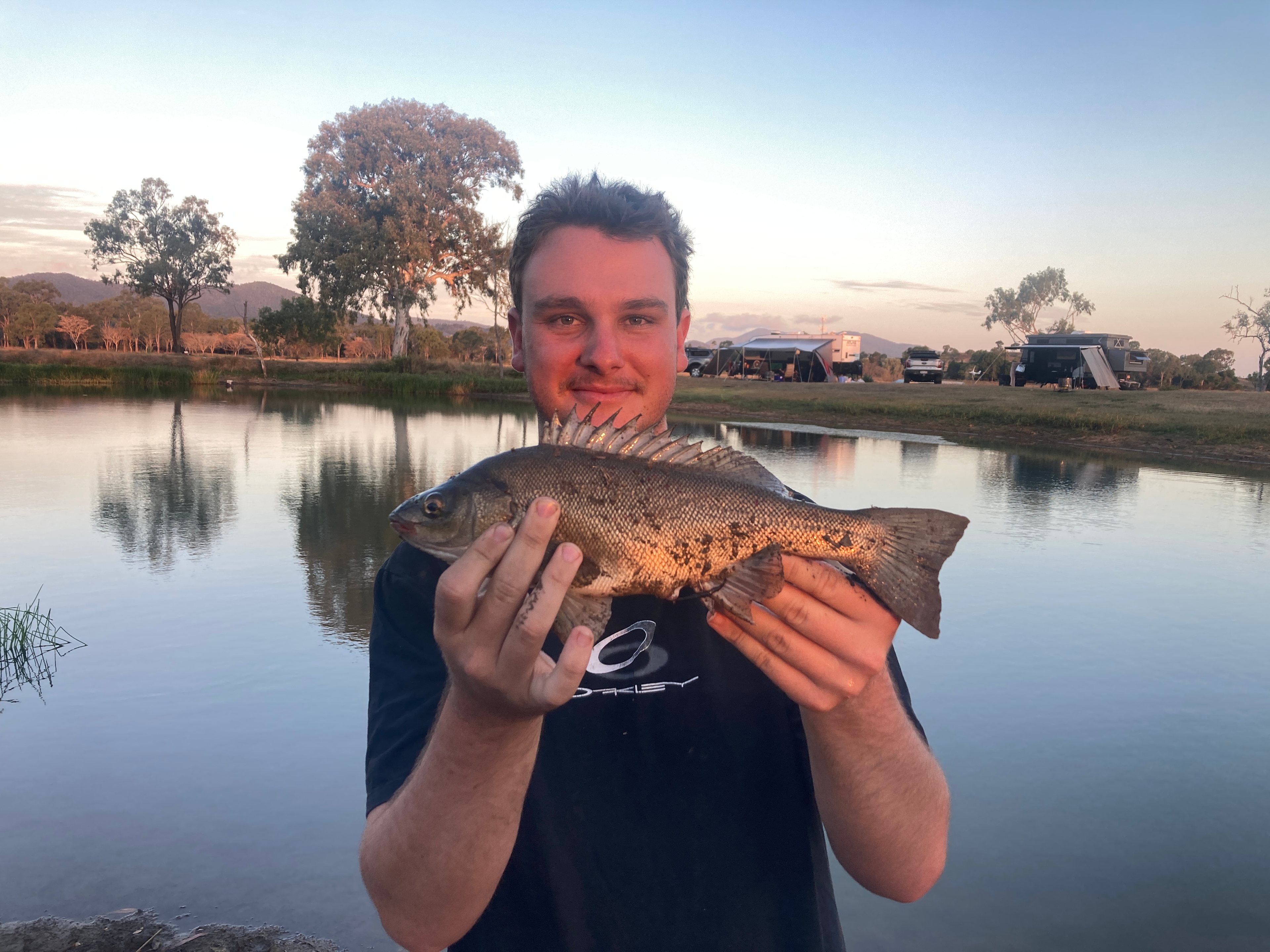 Fish caught in the dam