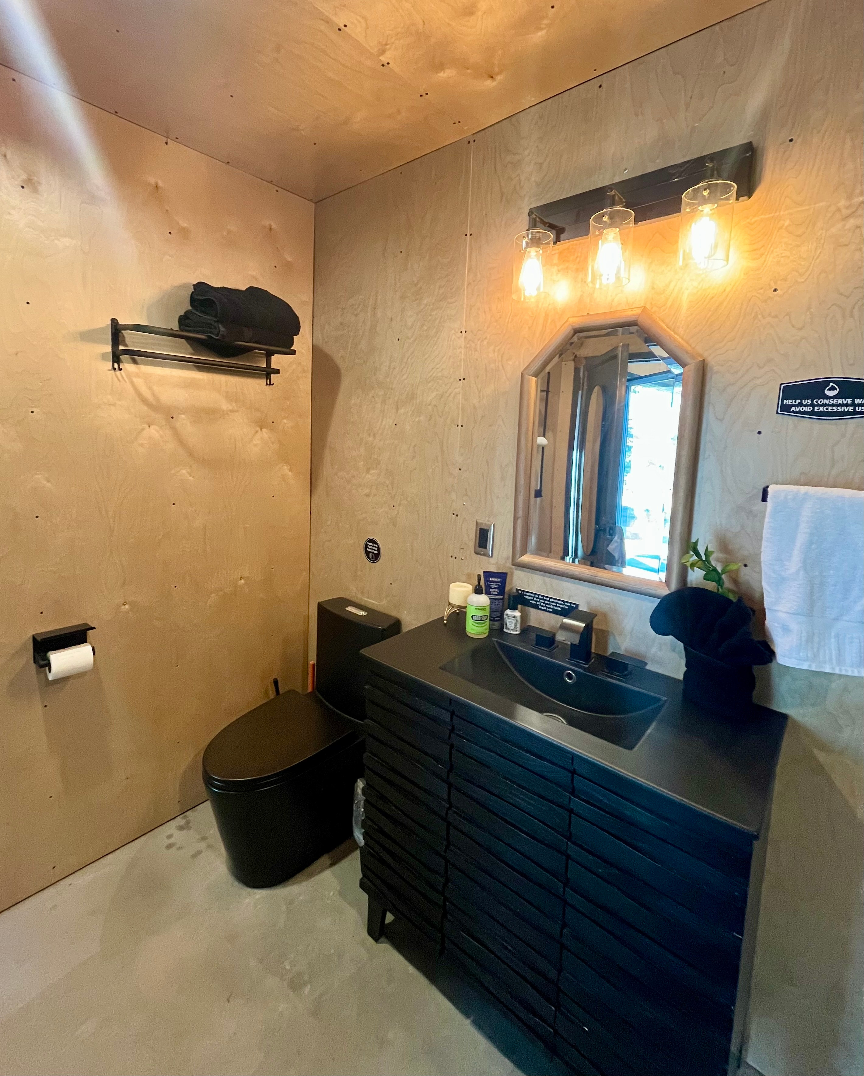 Shared bathroom in Quonset Hut.