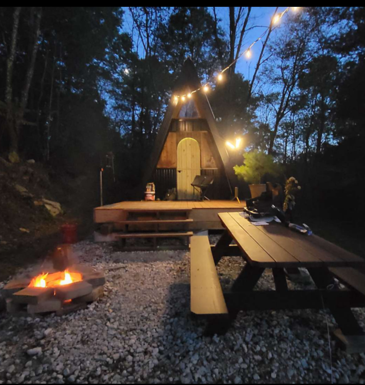 A-frame rustic cabin