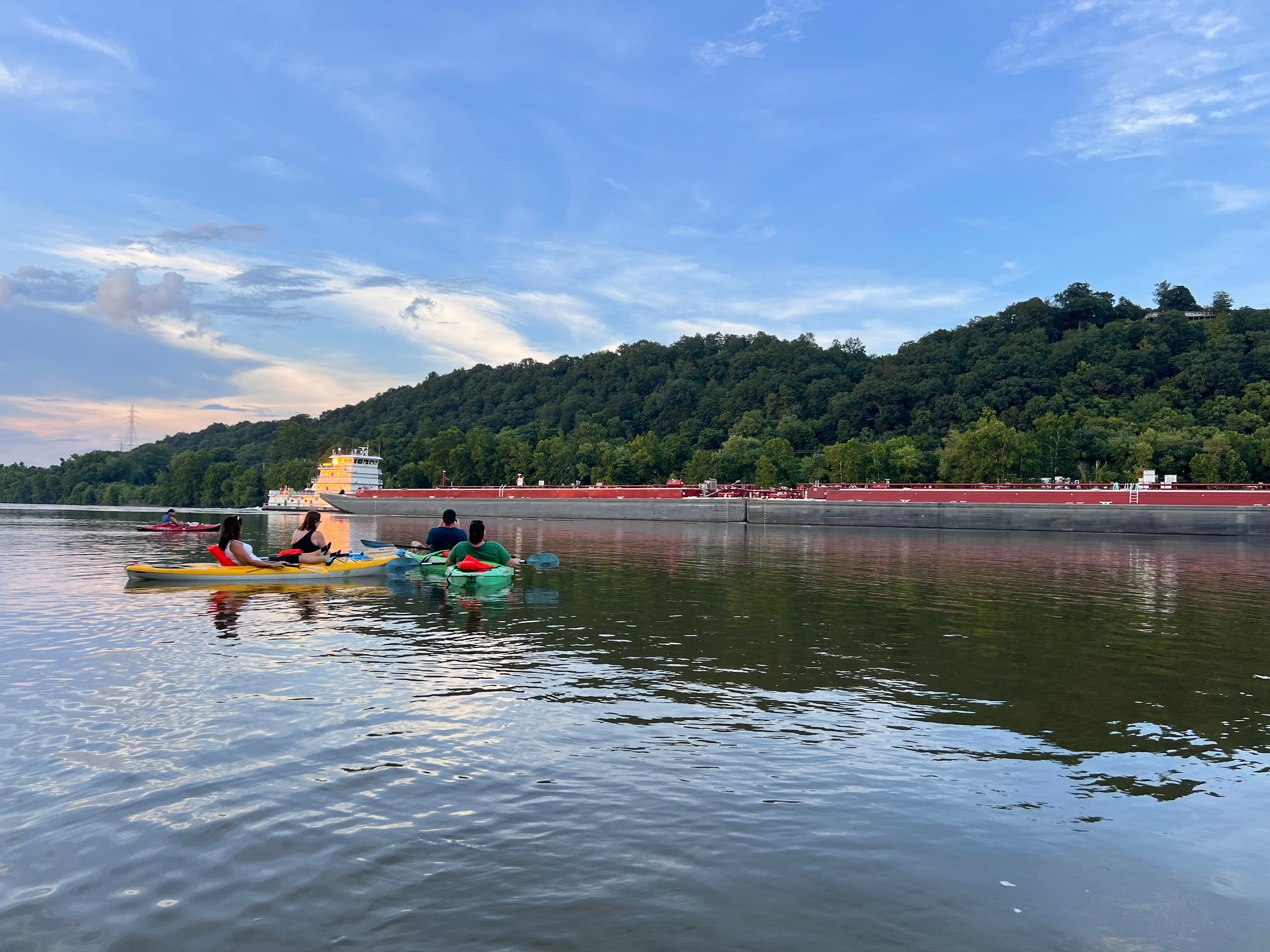 Option for kayak or paddle board rentals available.  Several times a day and night barges travel up and down river.