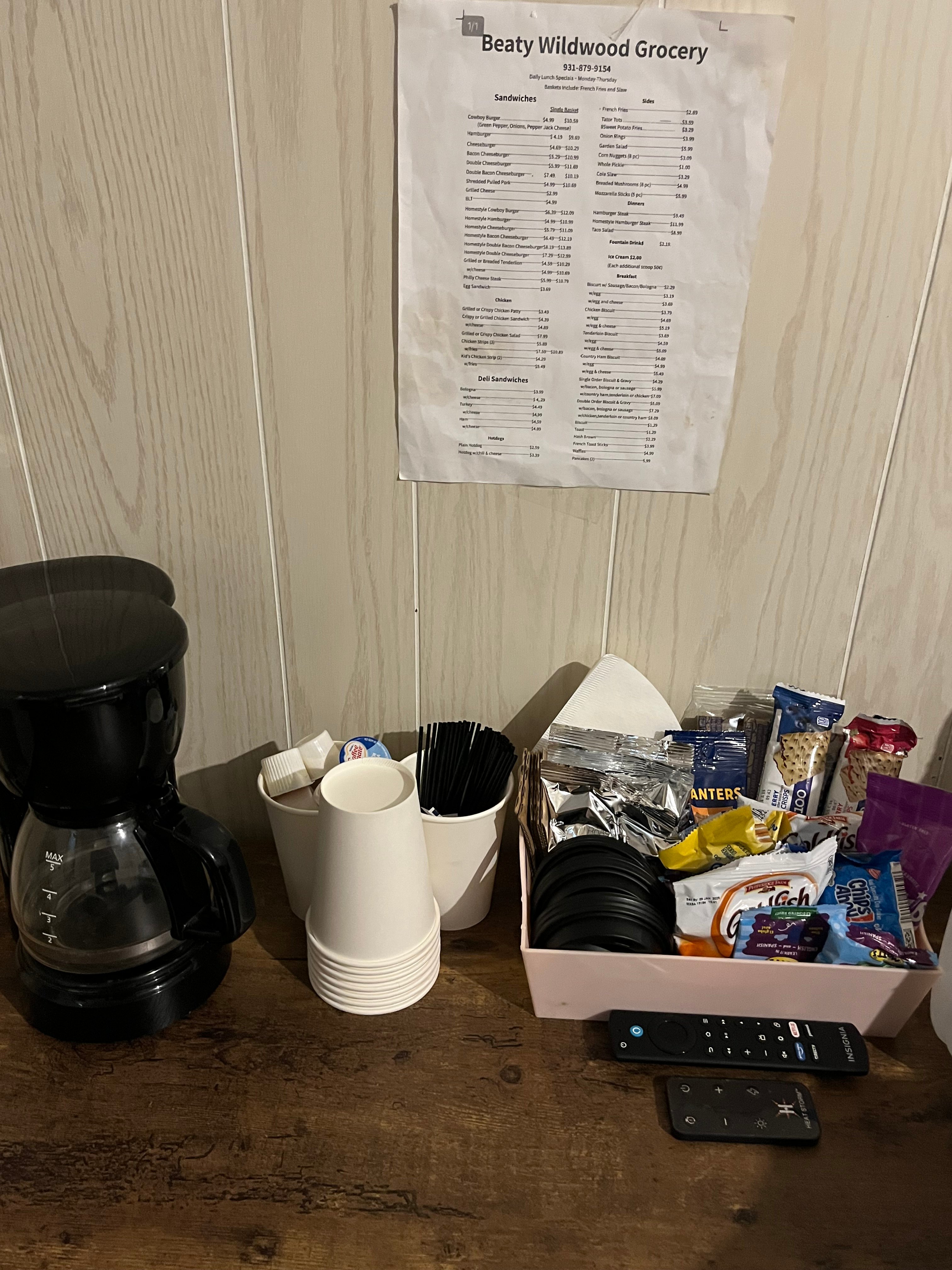 Lots of snacks and coffee
