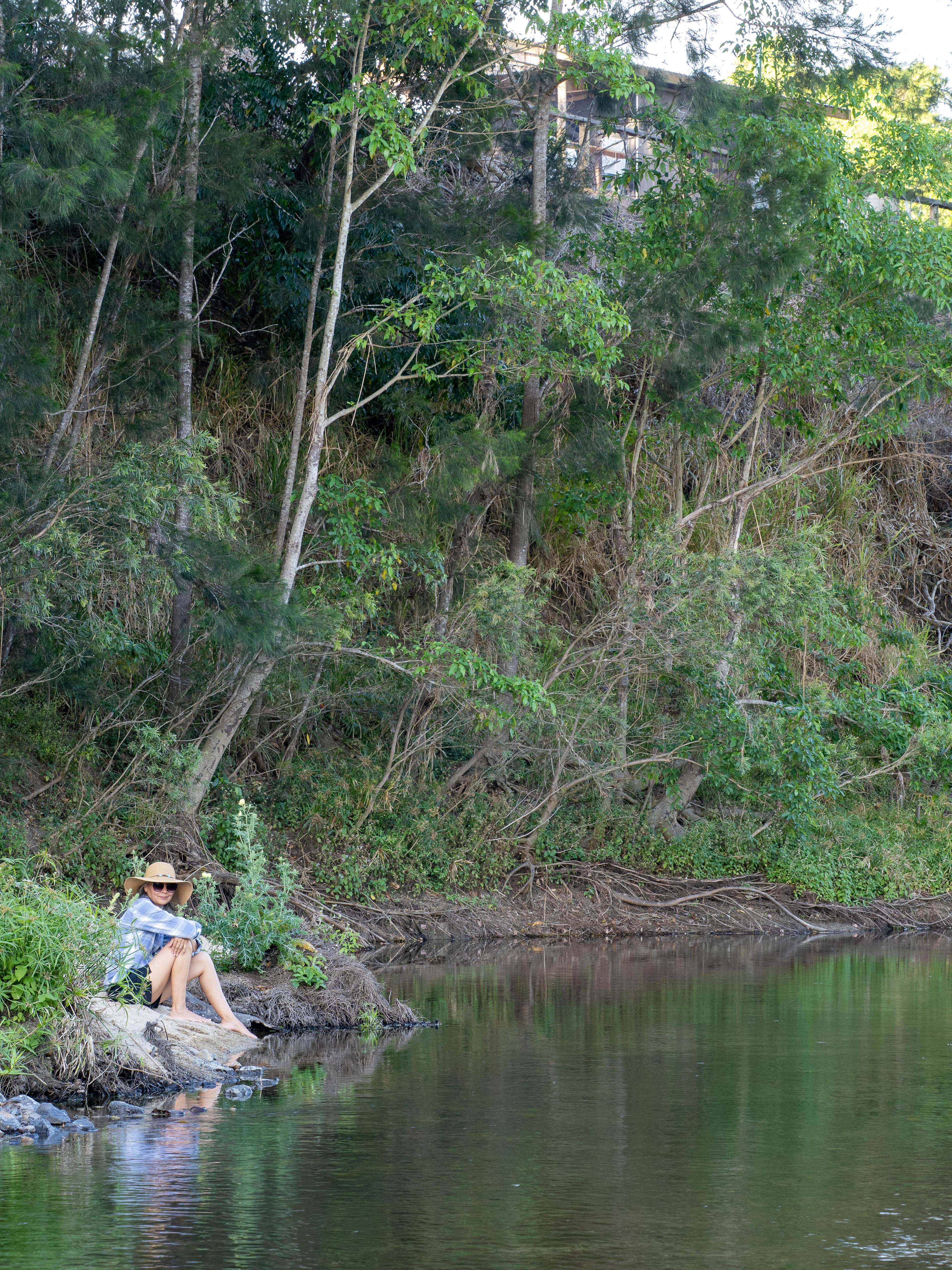 Sitting down on the creek bank enjoying the solitude