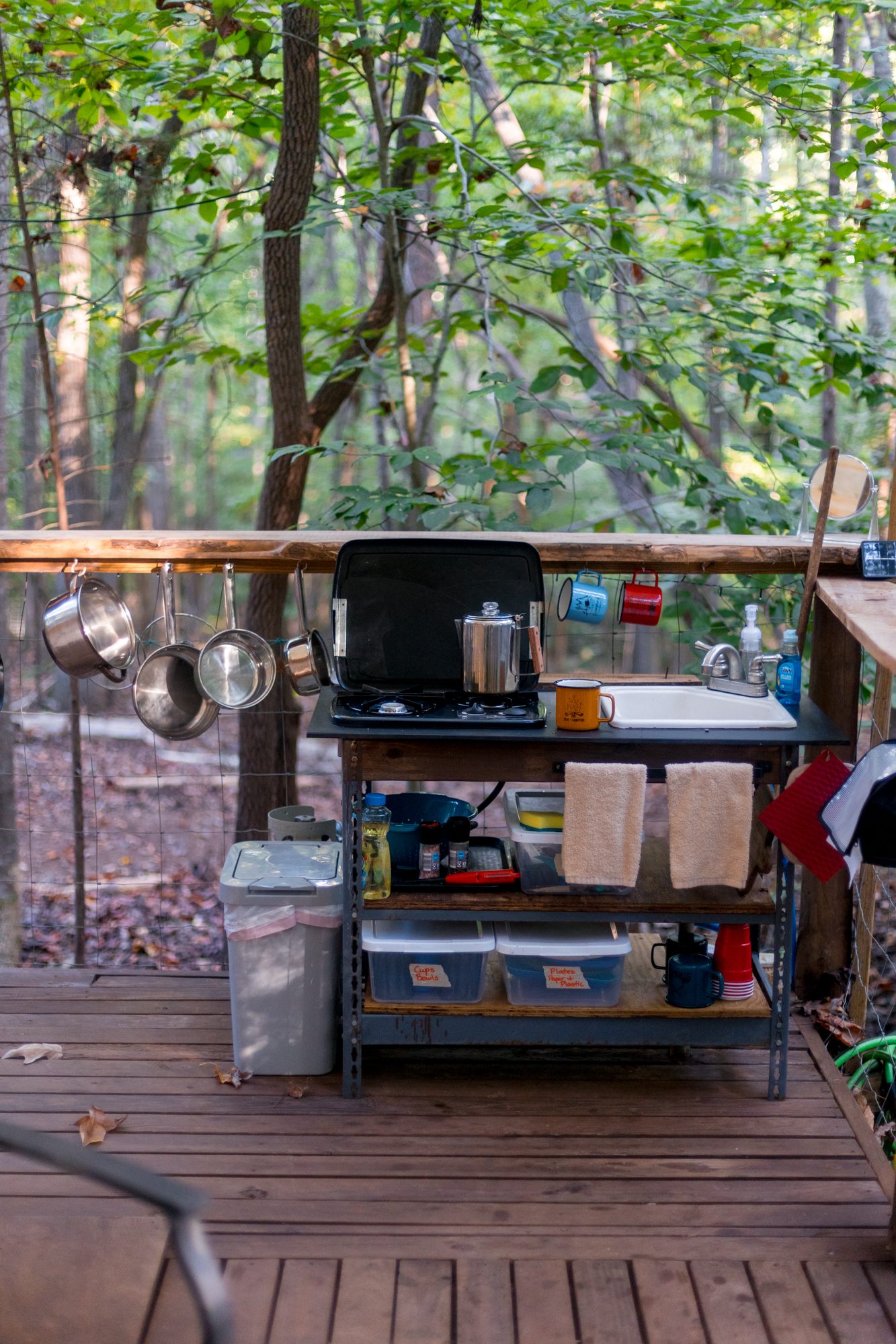 Everything you need to enjoy a nice meal including a gas stove and potable water.